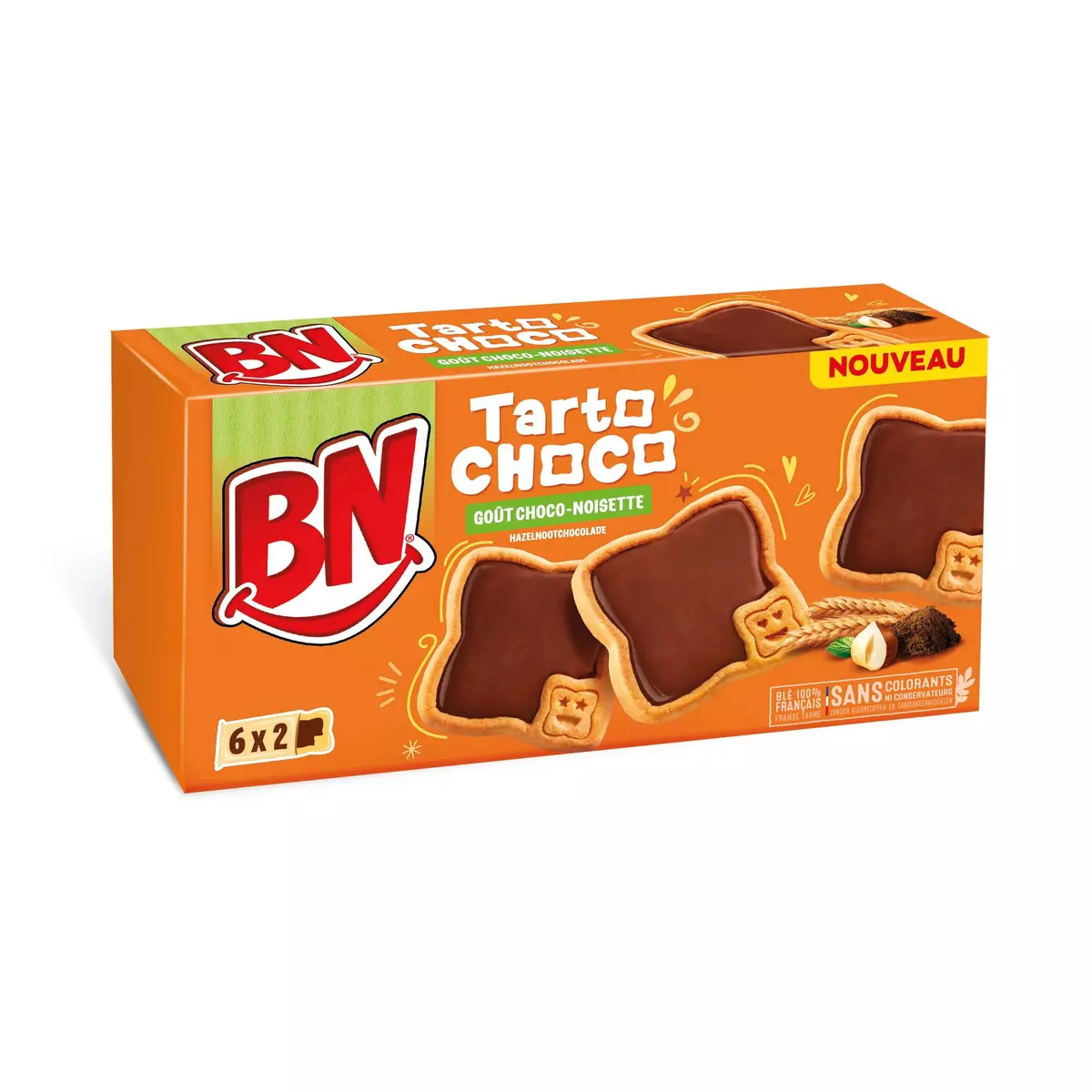 BN Tarto choco biscuits goût chocolat noisette 6x2 biscuits 200g