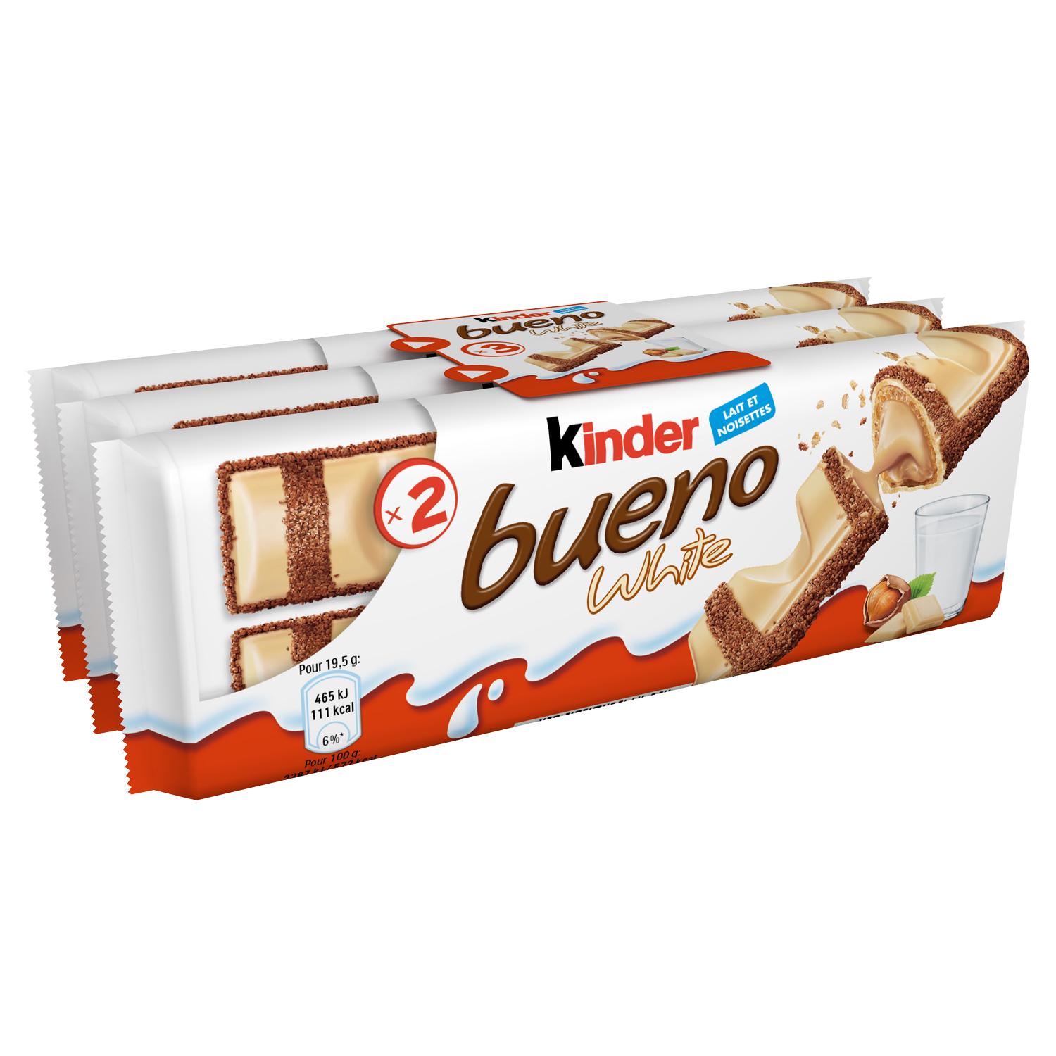 KINDER Bueno white barres chocolatées au chocolat blanc 3x2 barres 117g