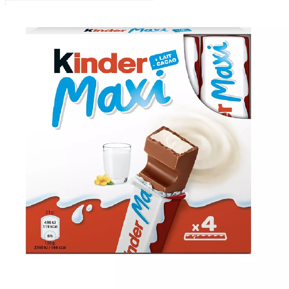 KINDER Maxi barres chocolatées 4 barres 84g