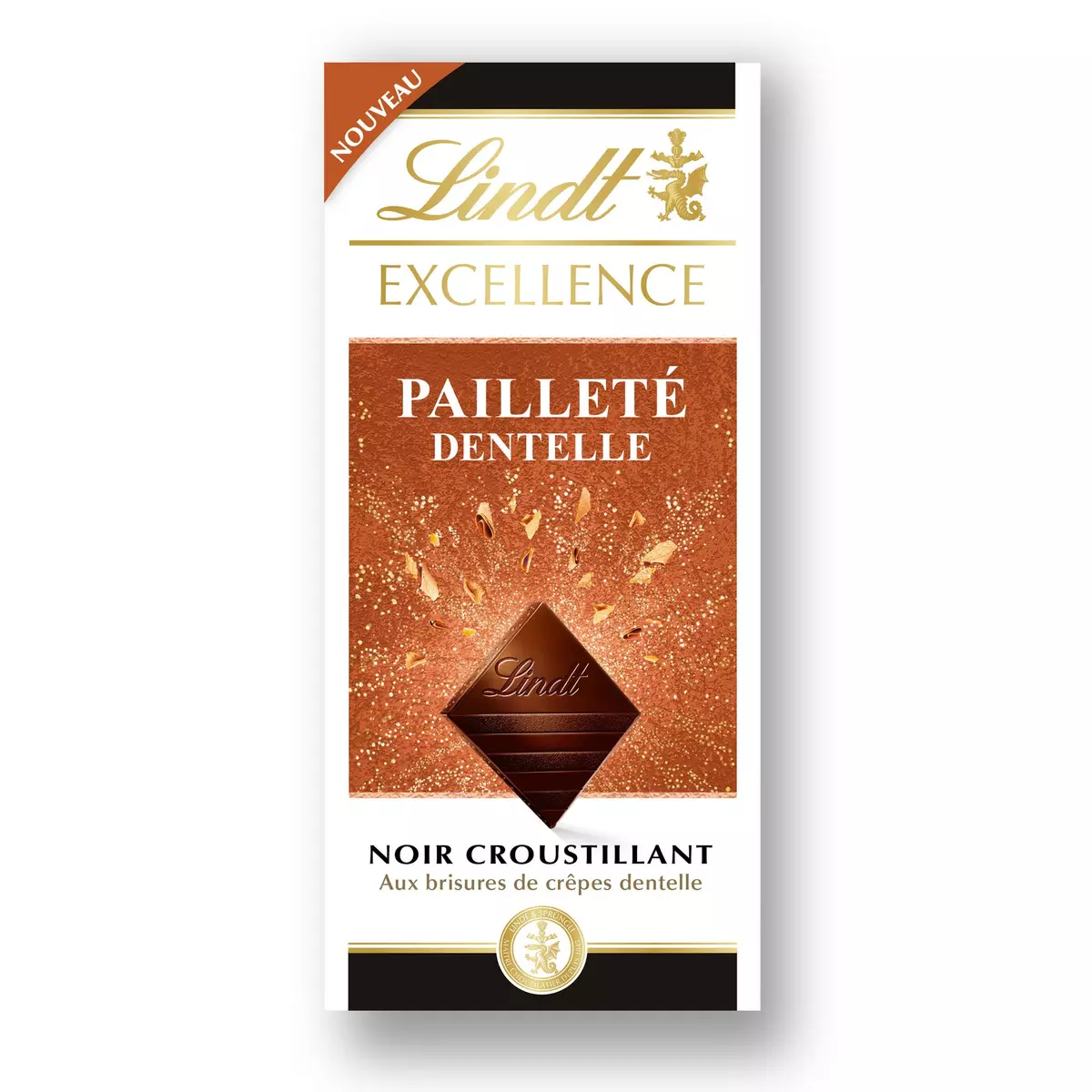 LINDT Excellence tablette de chocolat noir pailleté dentelle 1 pièce 100g