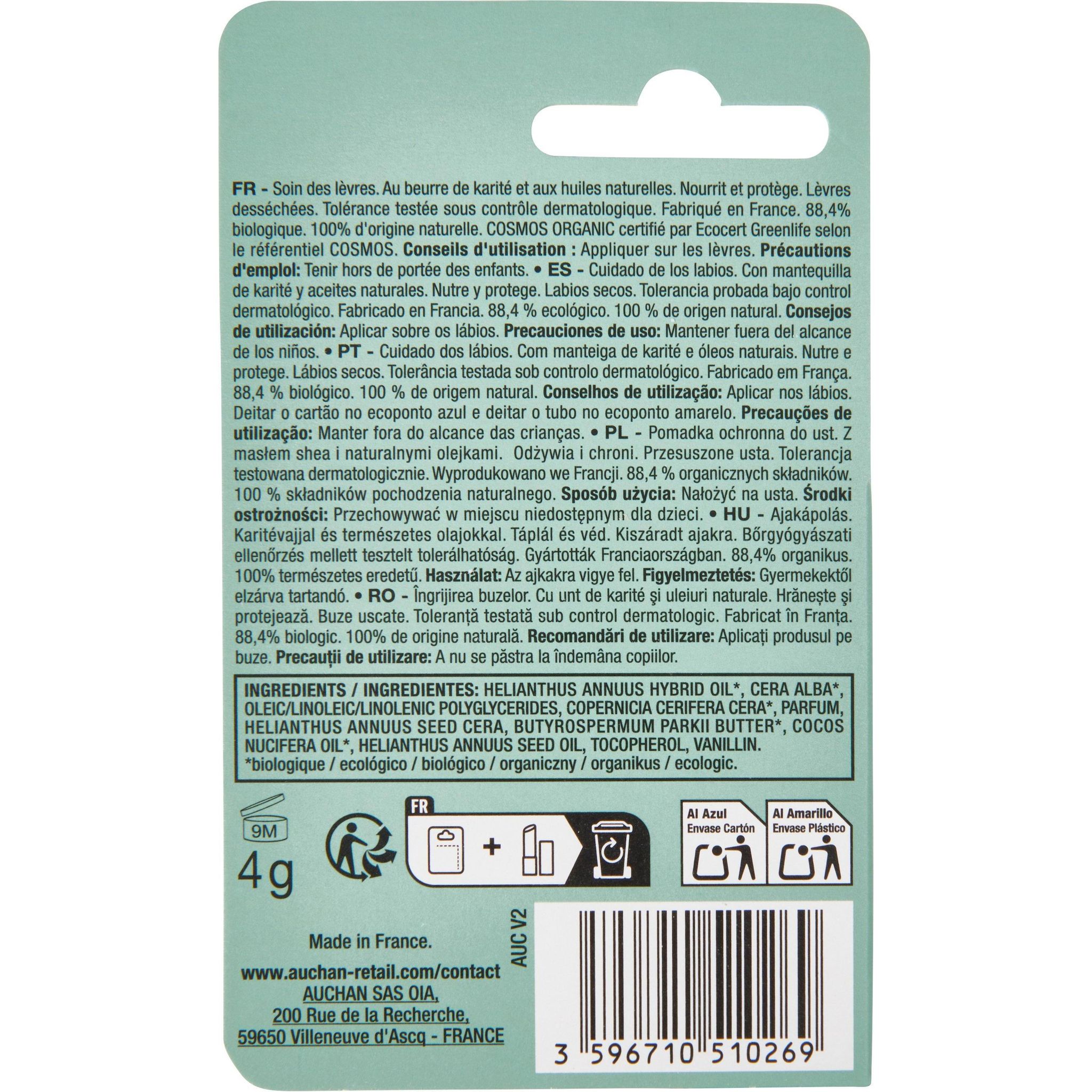 Voir la diapositive 3 : COSMIA BIO Soin lèvres nourrissant 1 stick