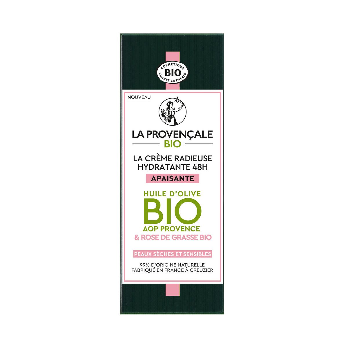 LA PROVENÇALE BIO Crème radieuse hydratante 48h apaisante huile d'olive bio AOP Provence & rose de Grasse bio 50ml