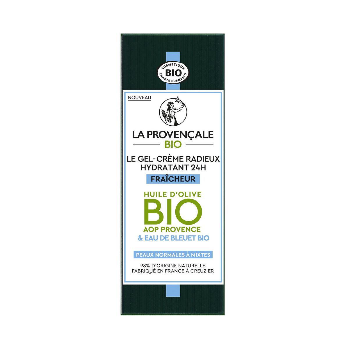 LA PROVENÇALE BIO Le gel Crème radieux hydratant 24h fraîcheur à l'huile d'olive bio AOP Provence & eau de bleuet bio 50ml