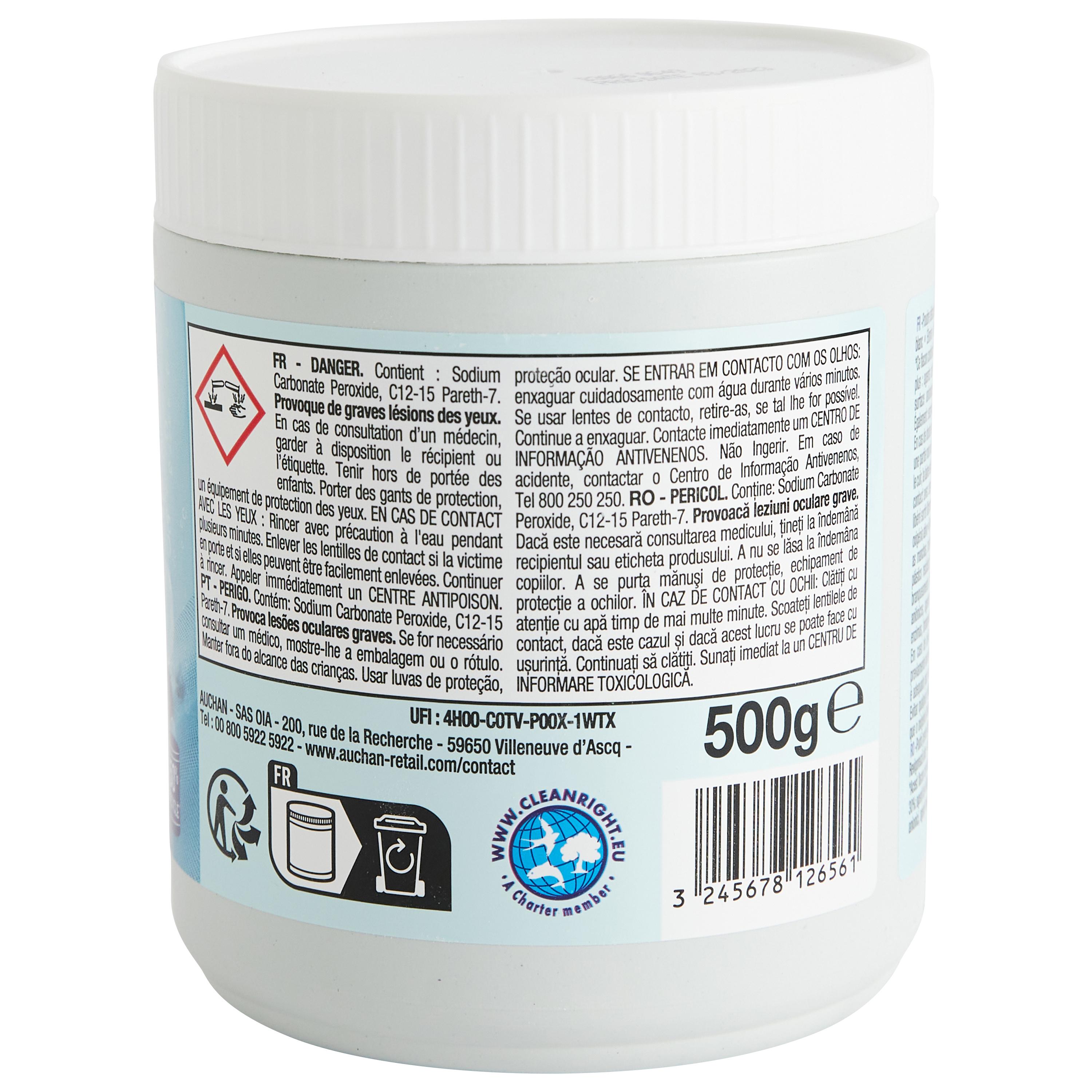Voir la diapositive 2 : AUCHAN Détachant poudre textiles blancs 500g