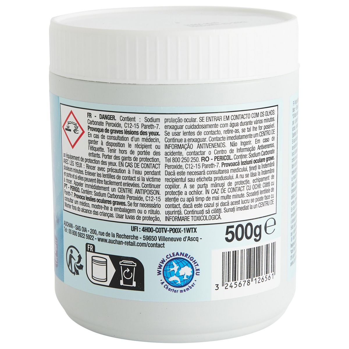 AUCHAN Détachant poudre textiles blancs 500g