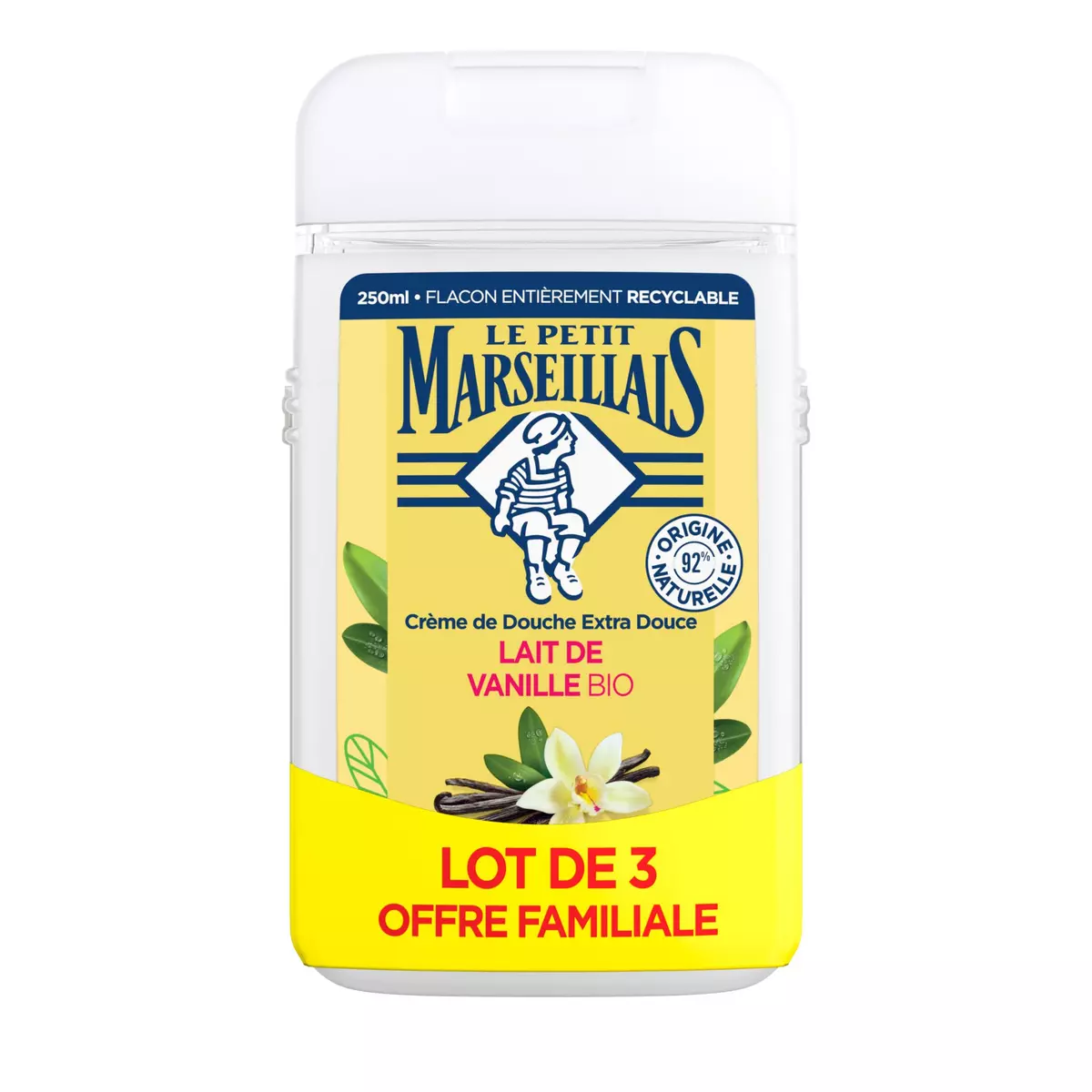 LE PETIT MARSEILLAIS Crème de douche extra douce au lait de vanille bio 3x250ml