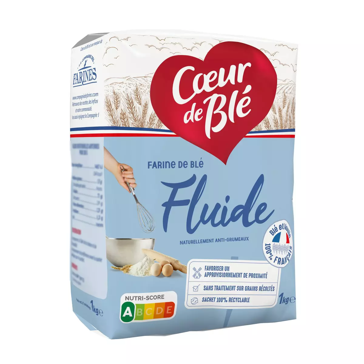 LA COMPAGNIE DES FARINES Coeur de blé farine de blé fluide 1kg