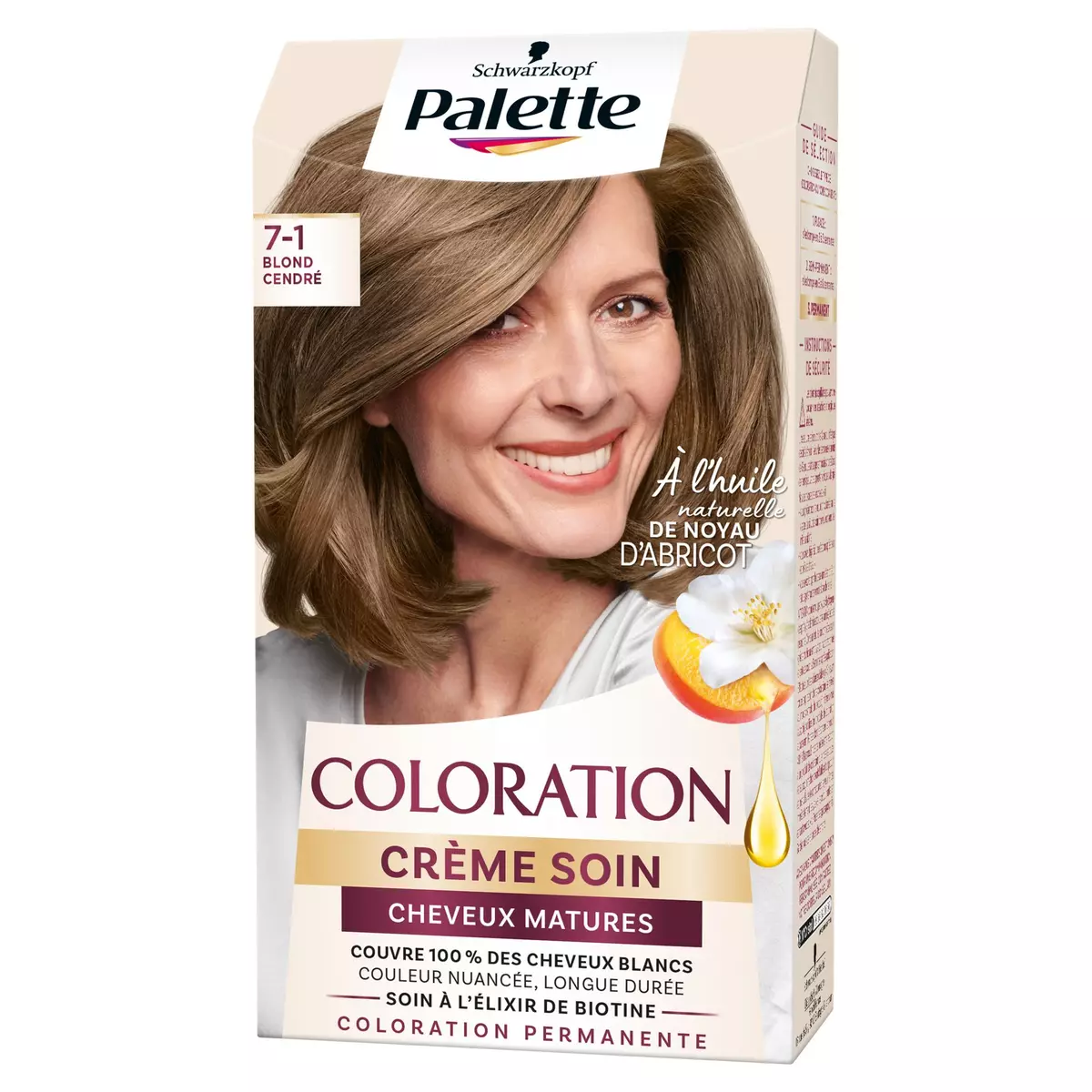PALETTE Coloration permanente crème soin cheveux mature 7-1 blond cendré 1 kit