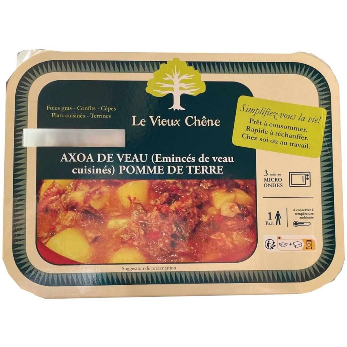 LE VIEUX CHÊNE Axoa de veau et pomme de terre 1 portion 300g
