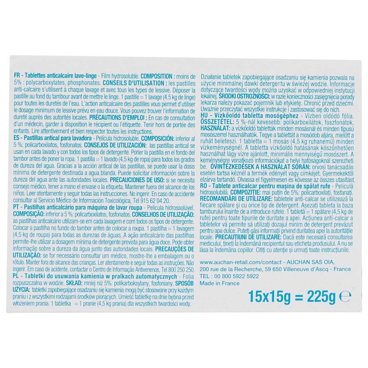 POUCE Tablettes anti-calcaire 15 tablettes