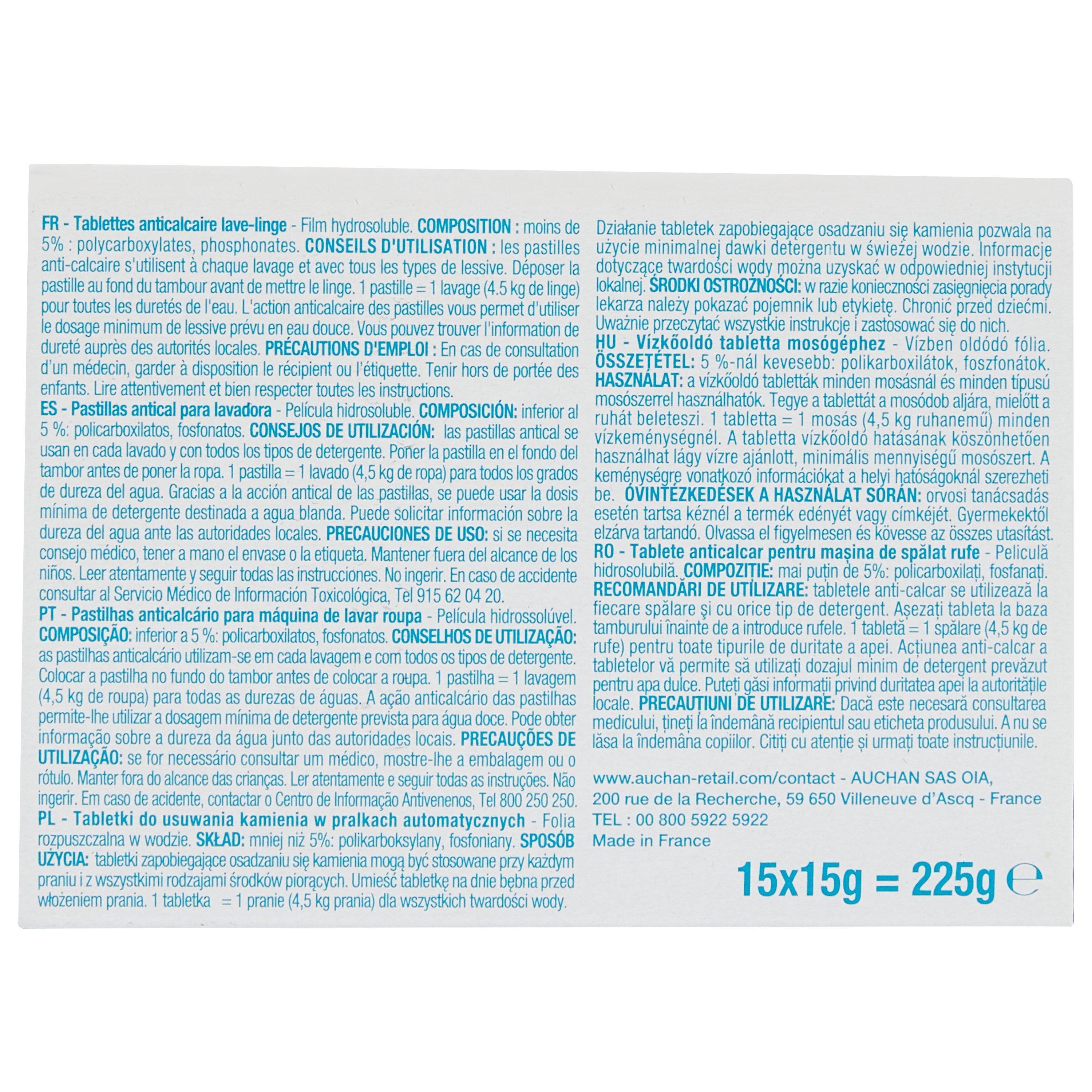 Voir la diapositive 3 : POUCE Tablettes anti-calcaire 15 tablettes