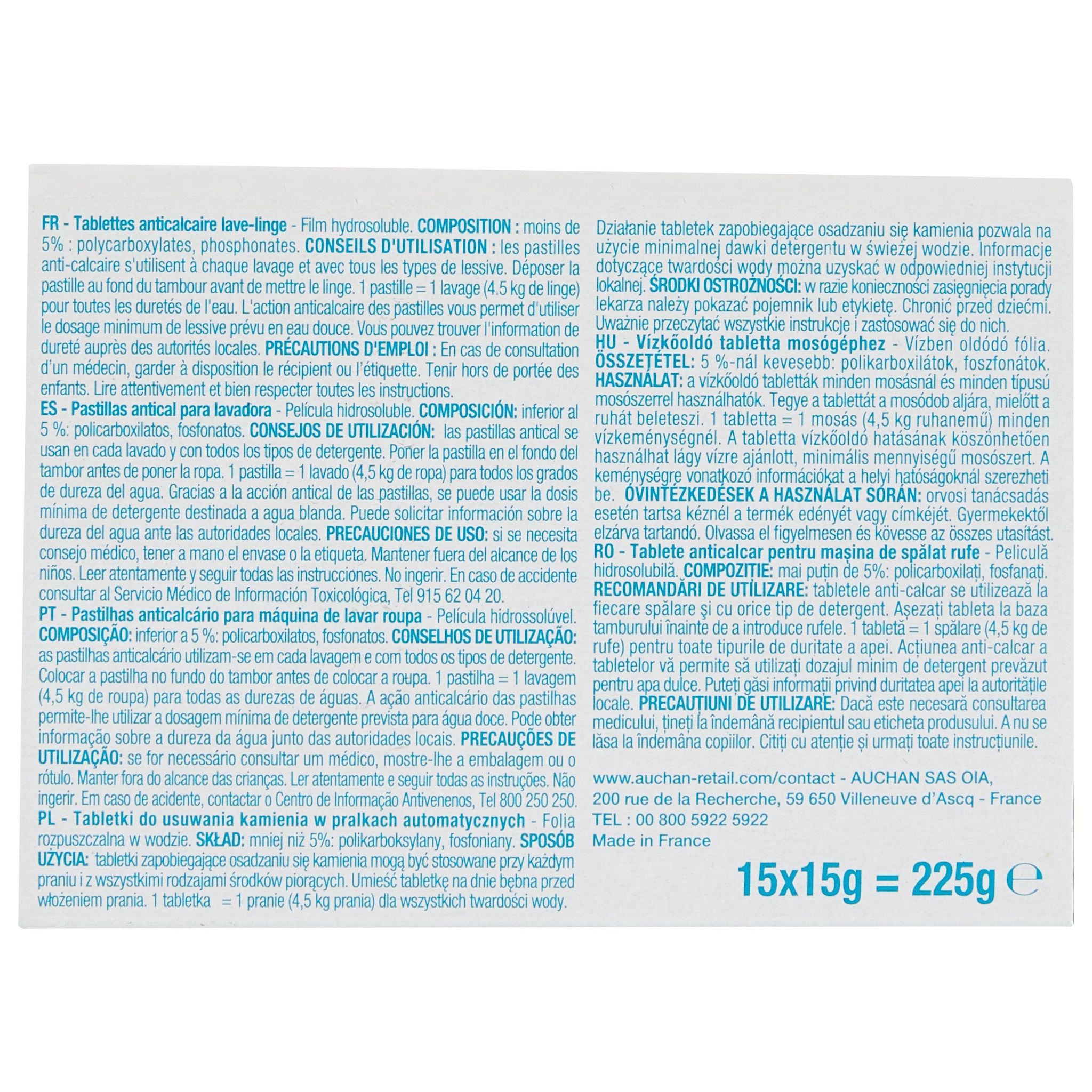 Voir la diapositive 3 : POUCE Tablettes anti-calcaire 15 tablettes