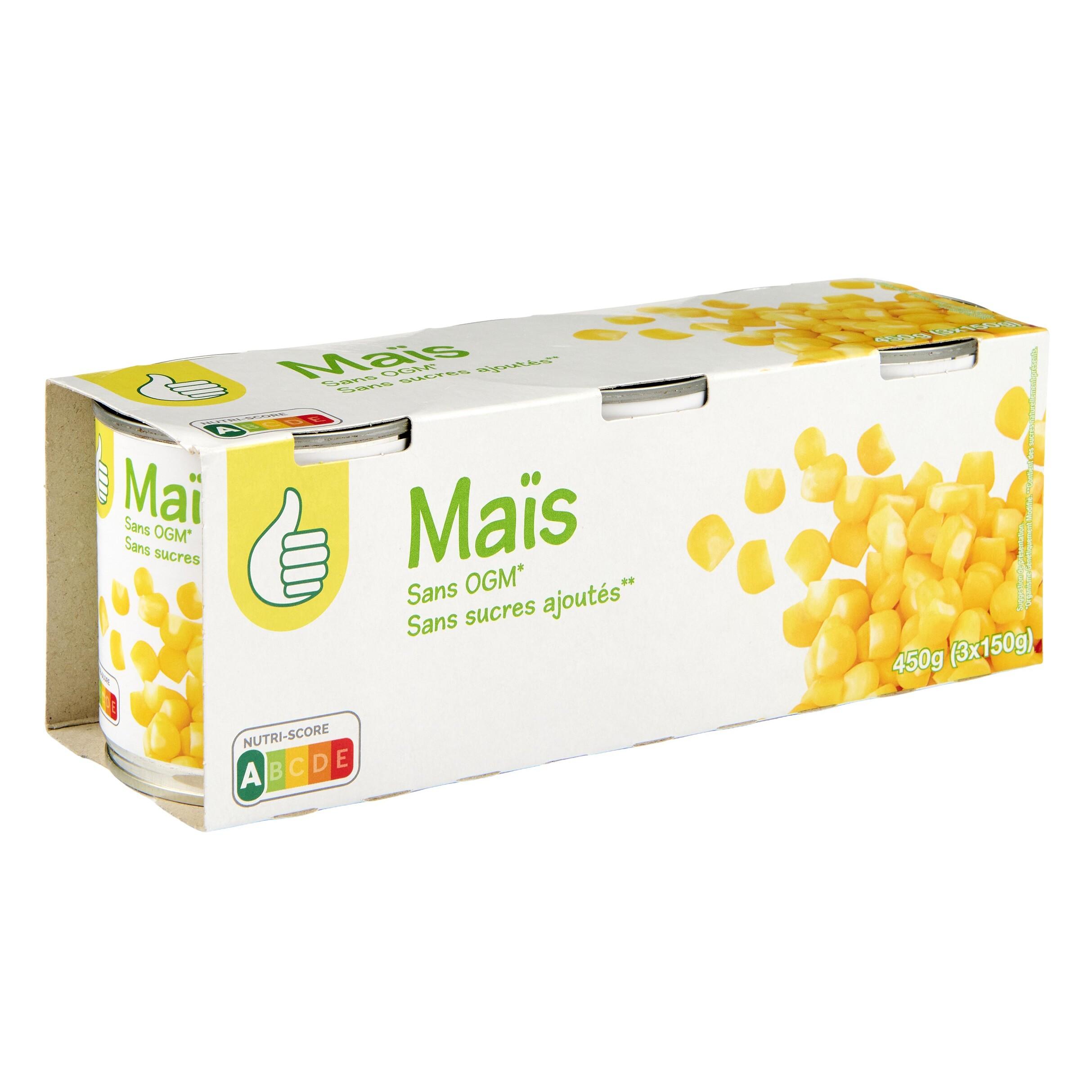 Voir la diapositive 2 : POUCE Maïs en conserve 3 boites 3x140g