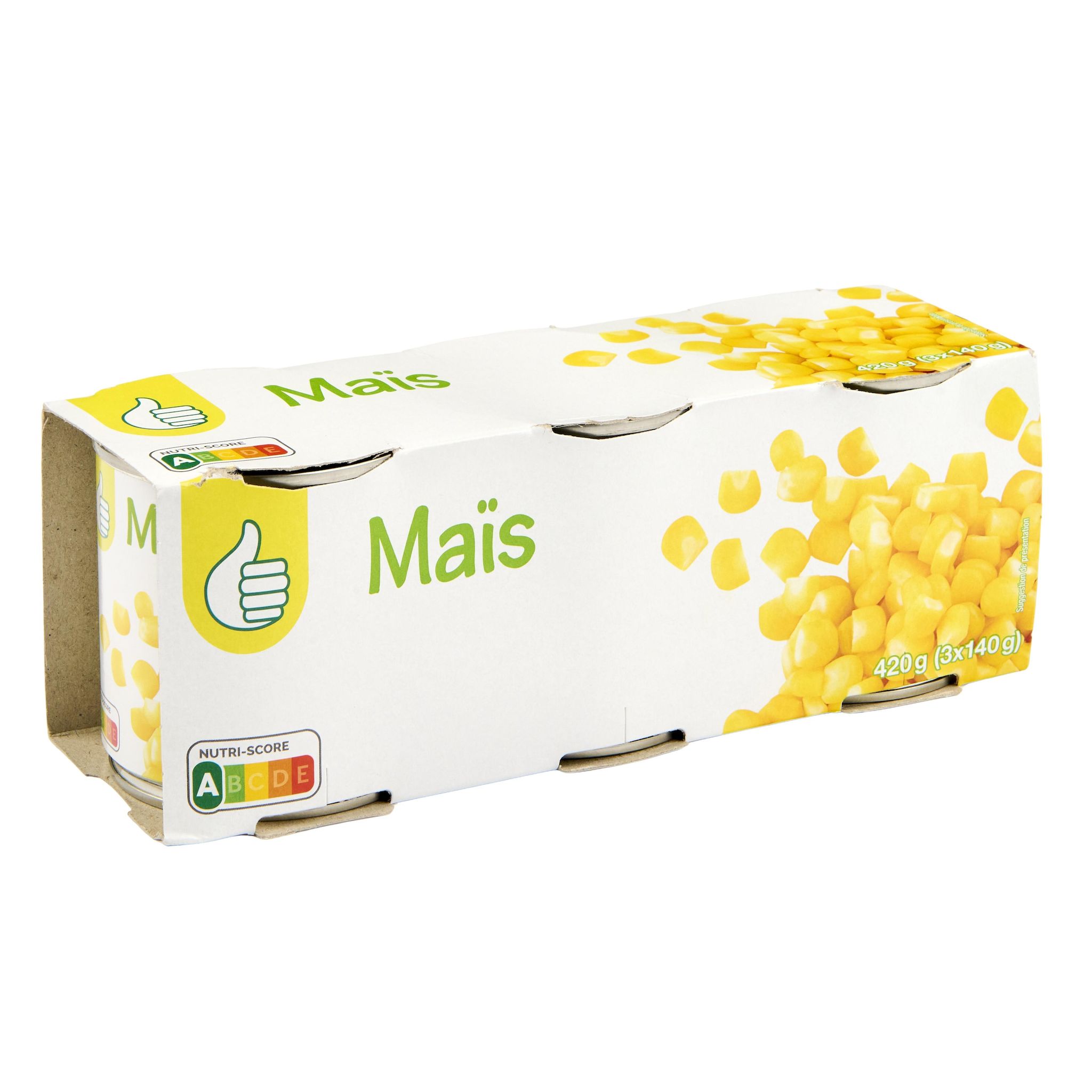 Voir la diapositive 3 : POUCE Maïs en conserve 3 boites 3x140g