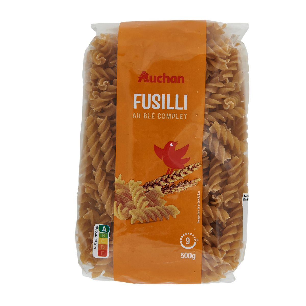 AUCHAN Fusilli au blé complet 500g