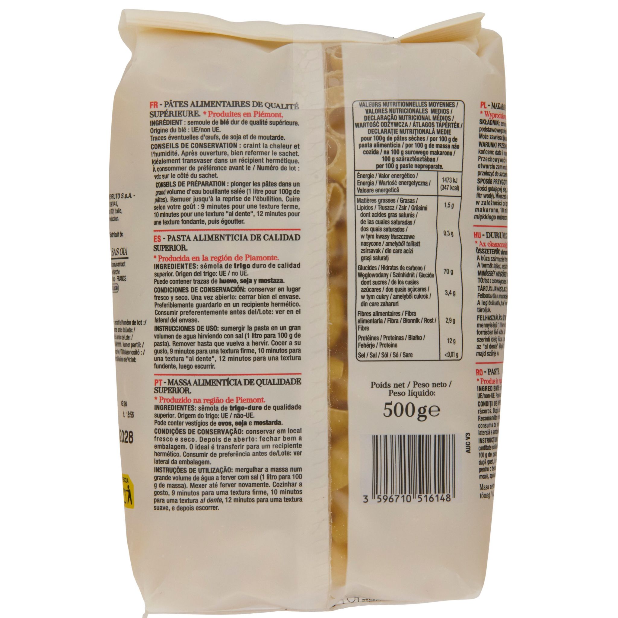 Voir la diapositive 5 : AUCHAN TAVOLA IN ITALIA Pipe rigate 500g