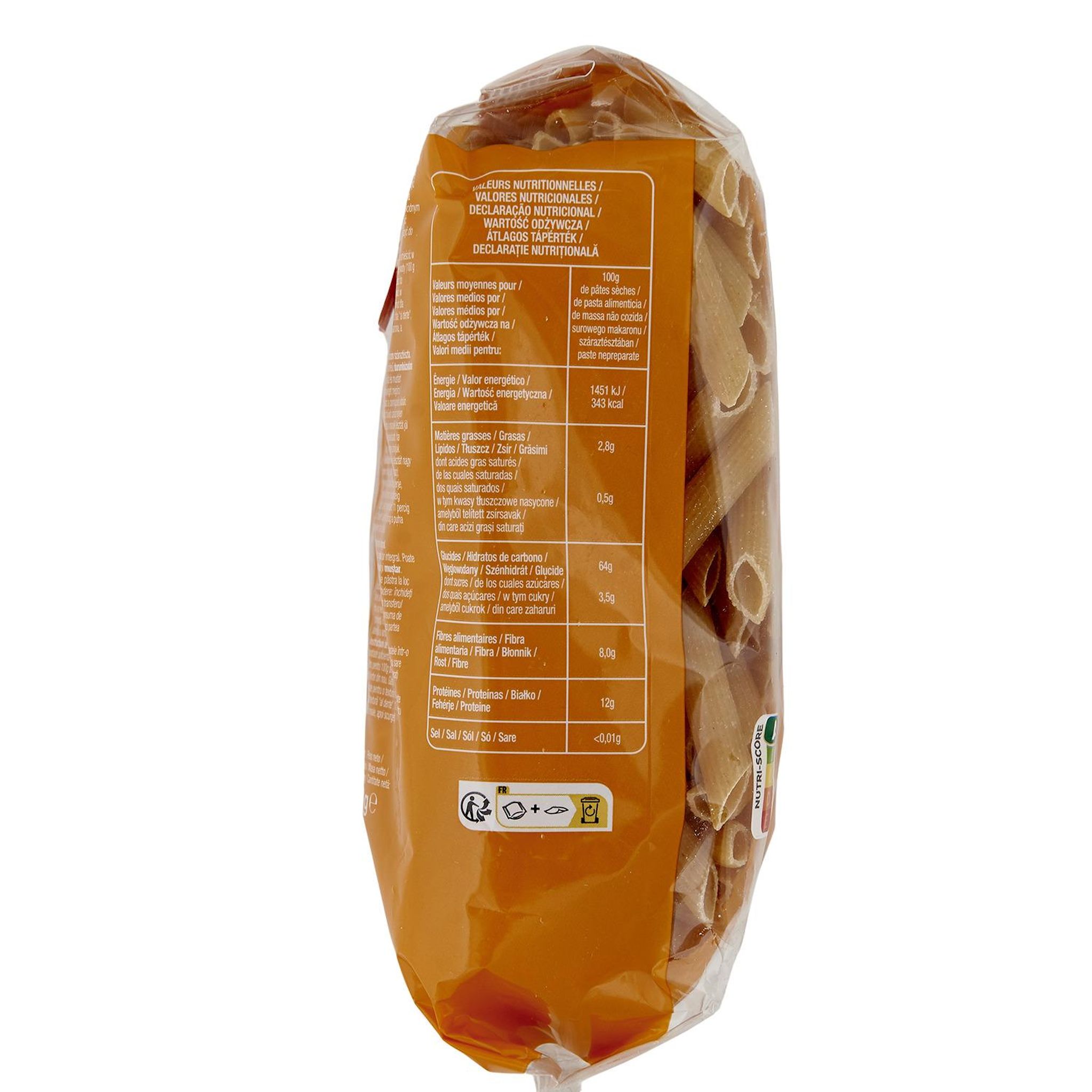 Voir la diapositive 4 : AUCHAN Penne rigate au blé complet 500g