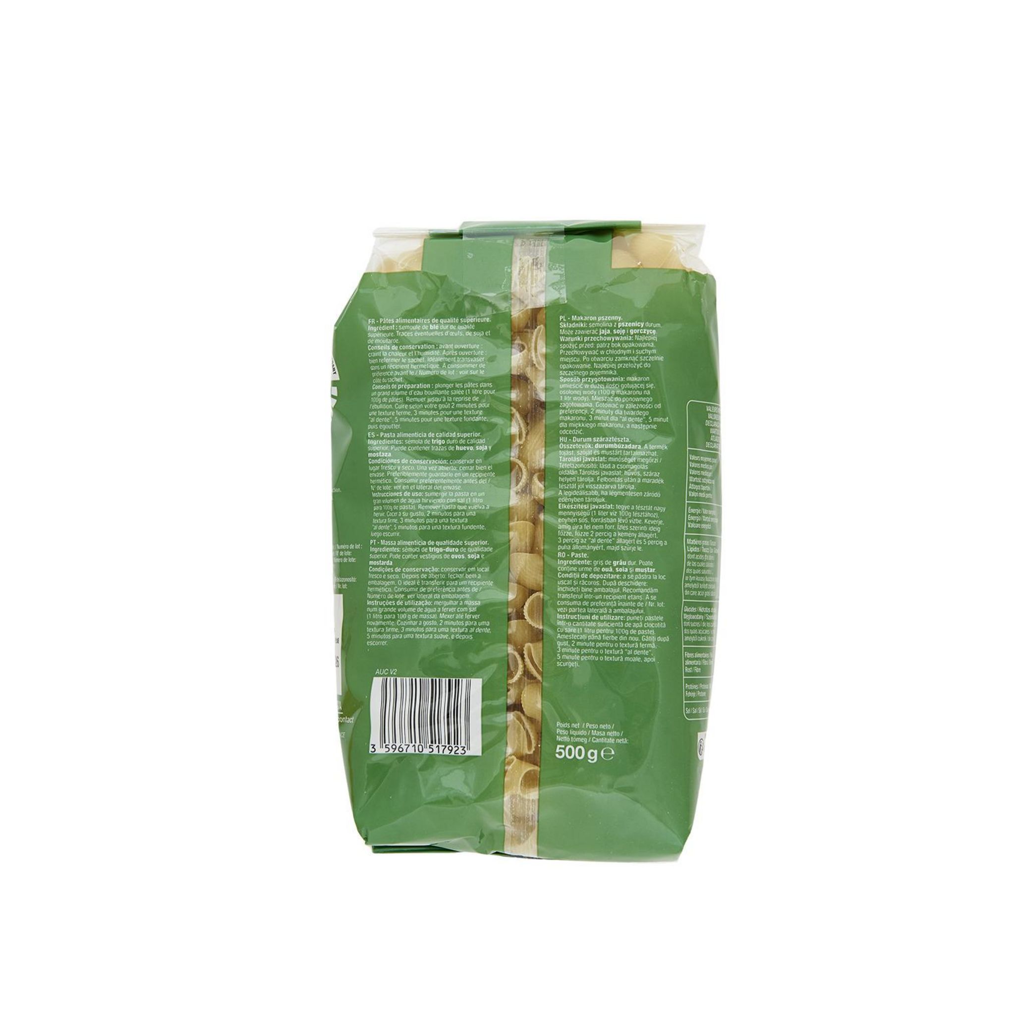 Voir la diapositive 2 : AUCHAN Coudes rayés cuisson rapide 500g