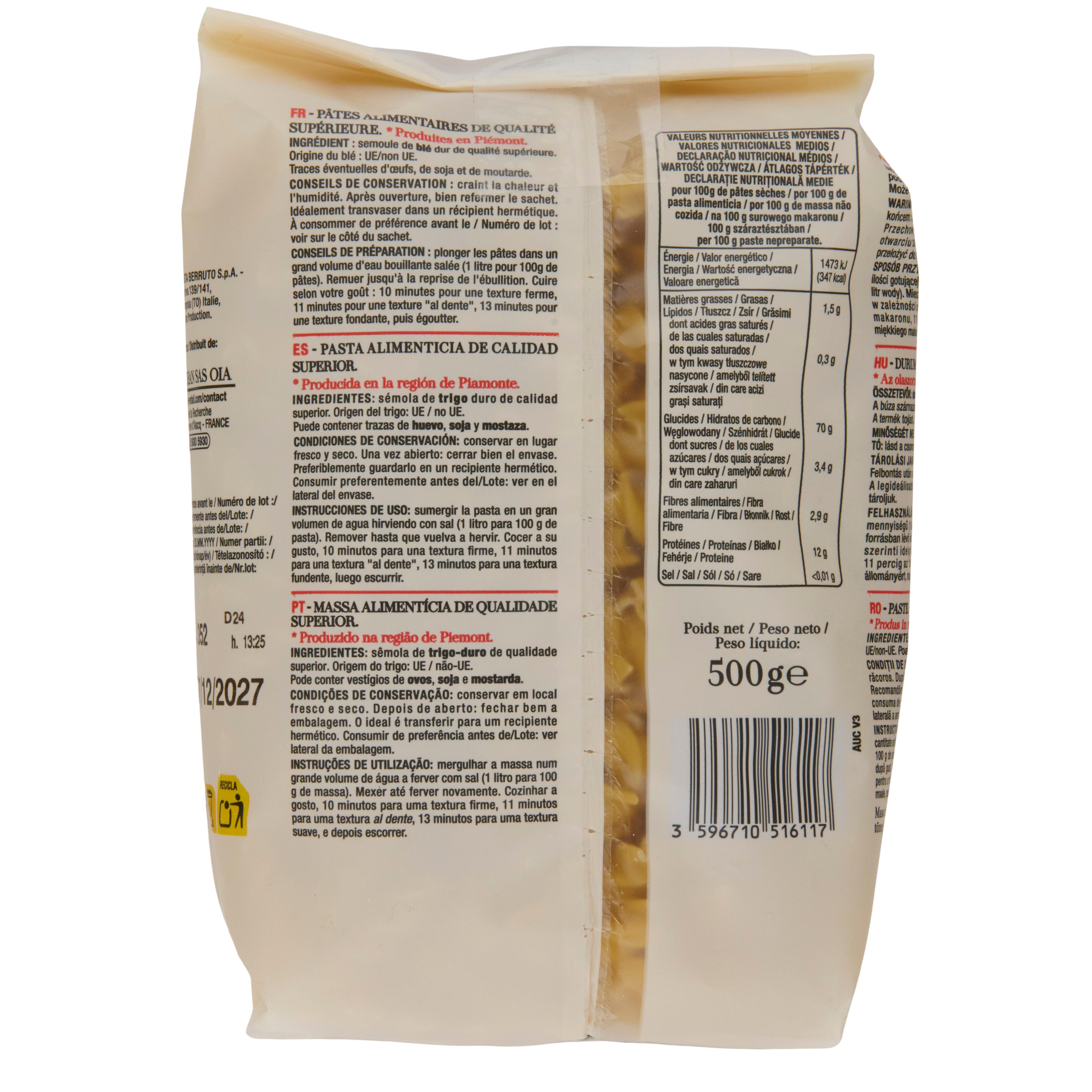 Voir la diapositive 3 : AUCHAN TAVOLA IN ITALIA Fusilli 500g
