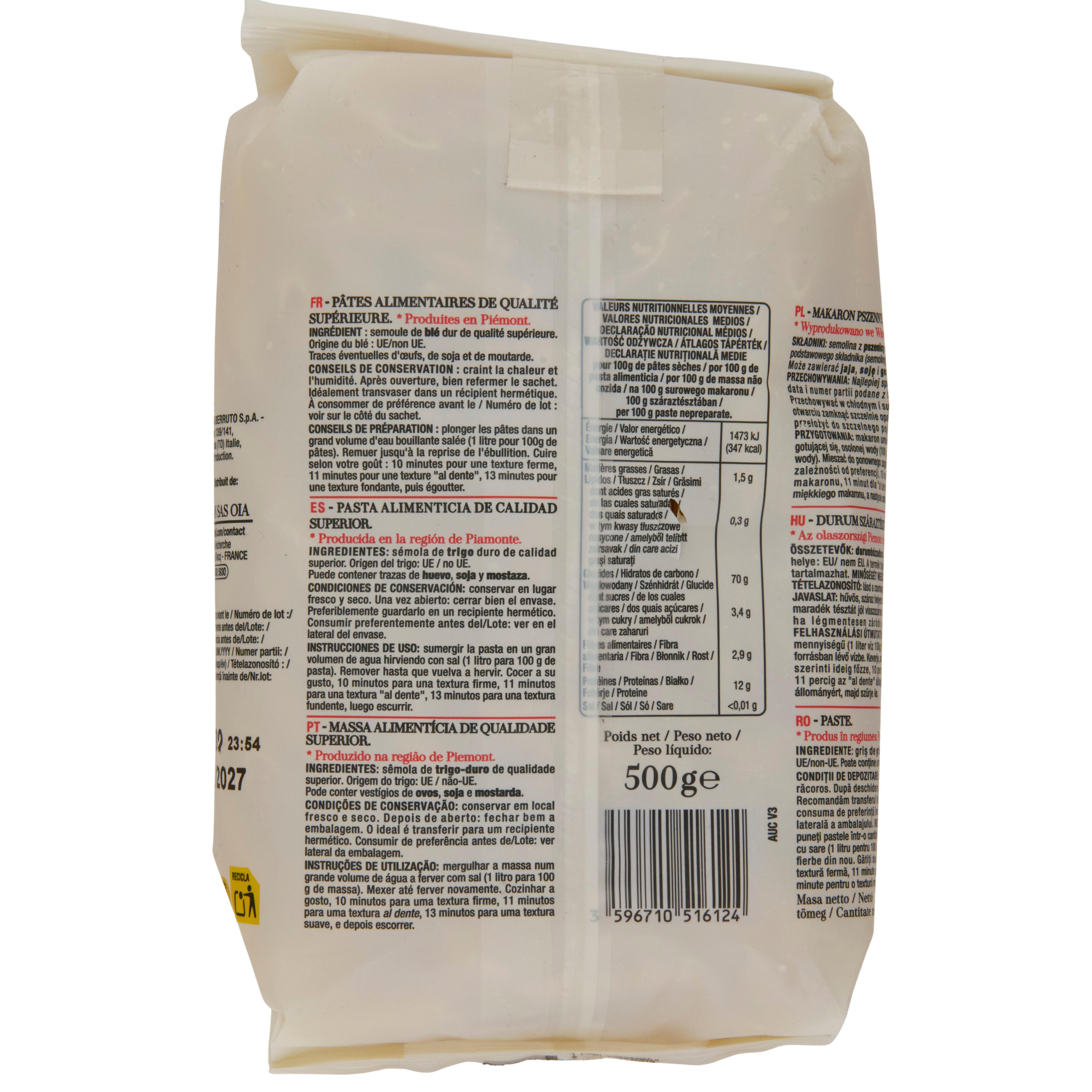 Voir la diapositive 4 : AUCHAN TAVOLA IN ITALIA Penne rigate 500g