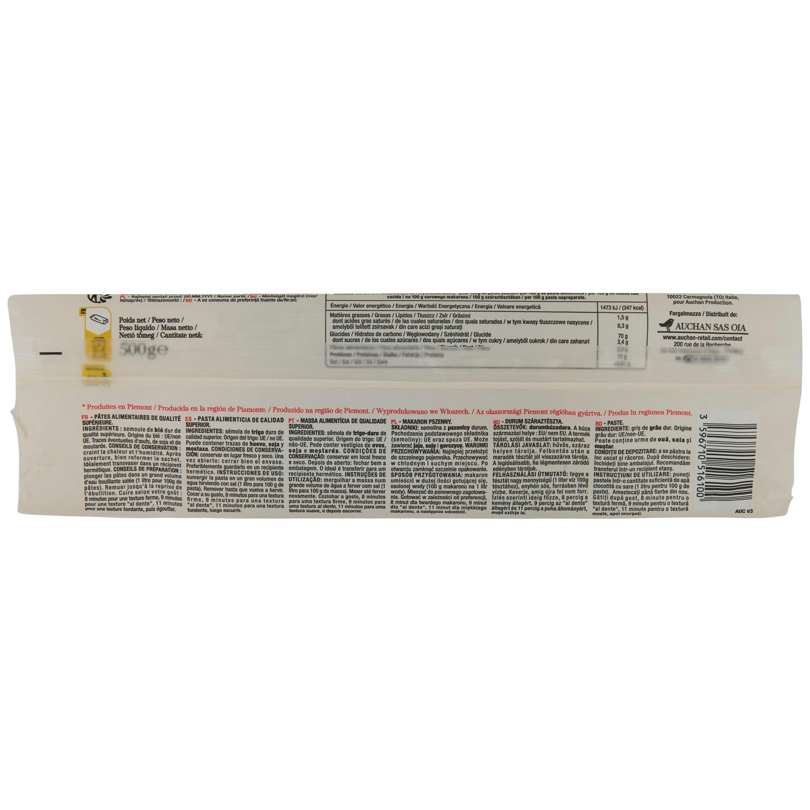 Voir la diapositive 3 : AUCHAN TAVOLA IN ITALIA Linguine 500g