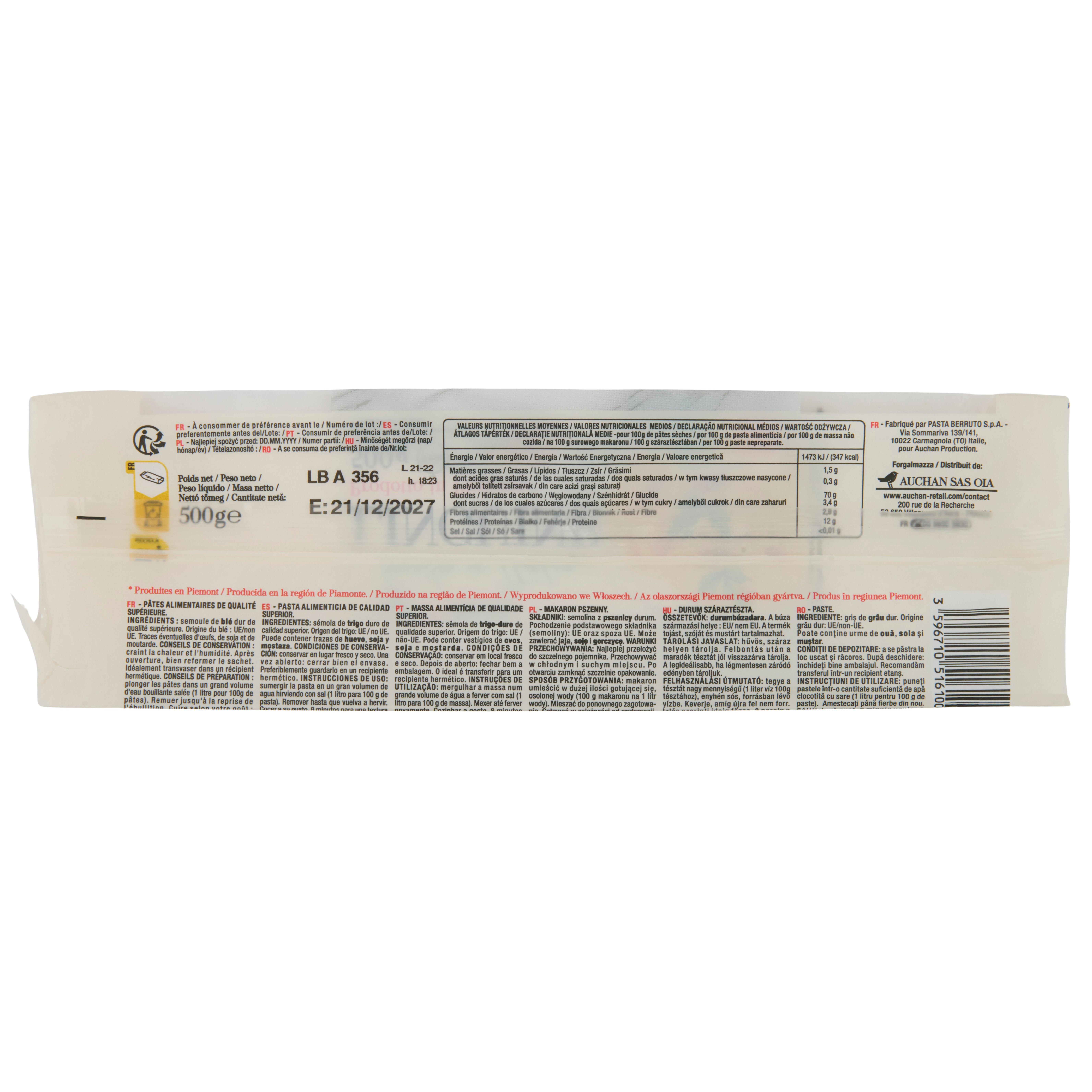 Voir la diapositive 4 : AUCHAN TAVOLA IN ITALIA Linguine 500g