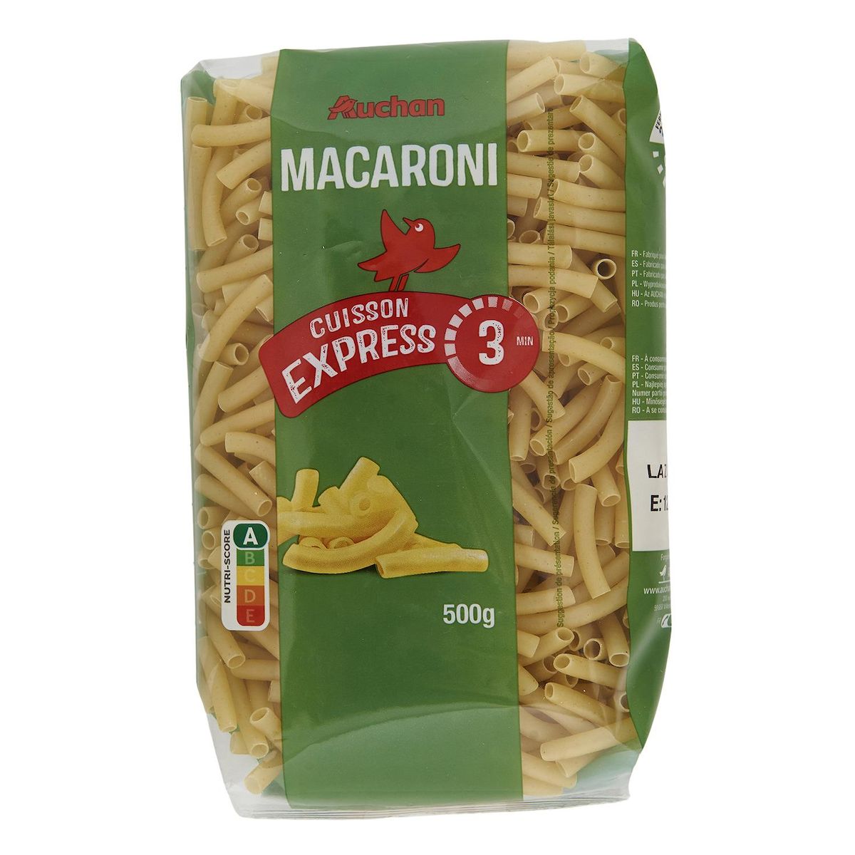 AUCHAN Macaroni cuisson rapide 500g