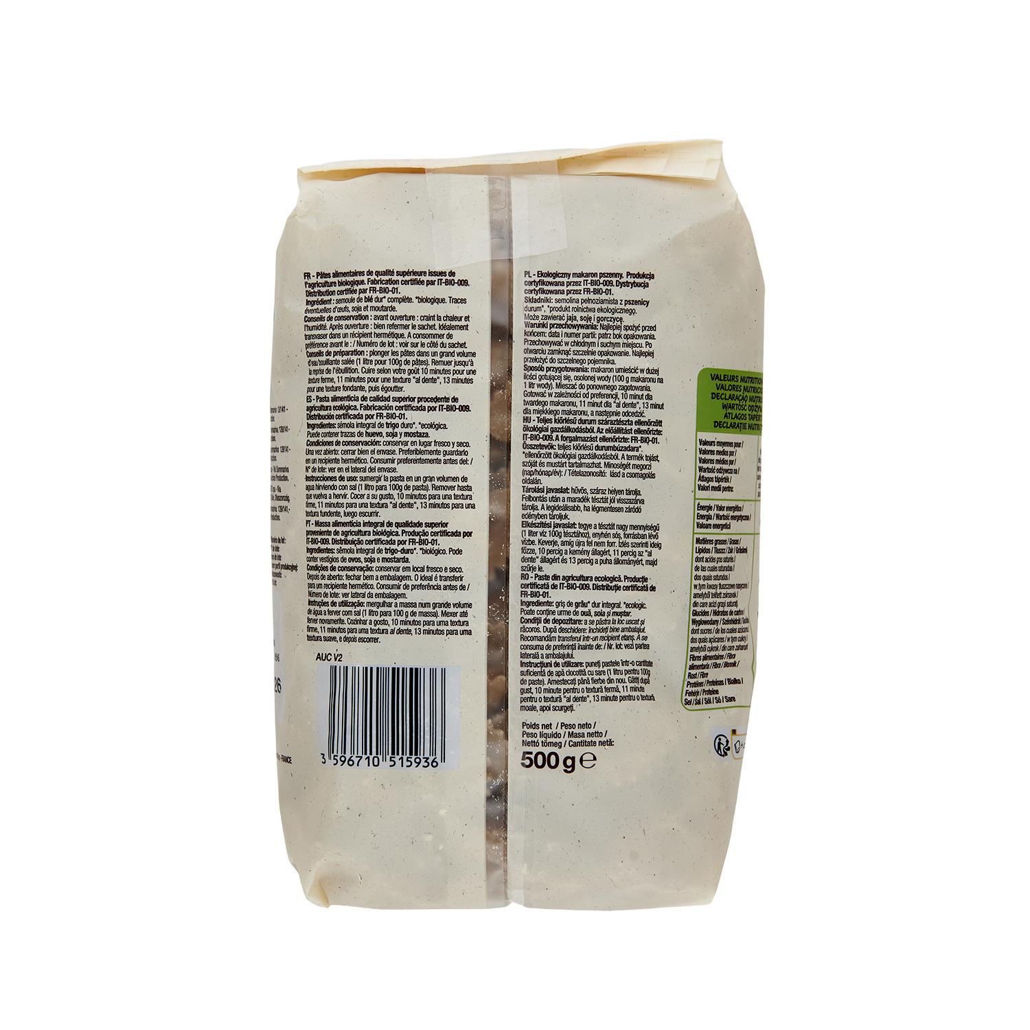 Voir la diapositive 3 : AUCHAN BIO Farfalle au blé complet bio 500g