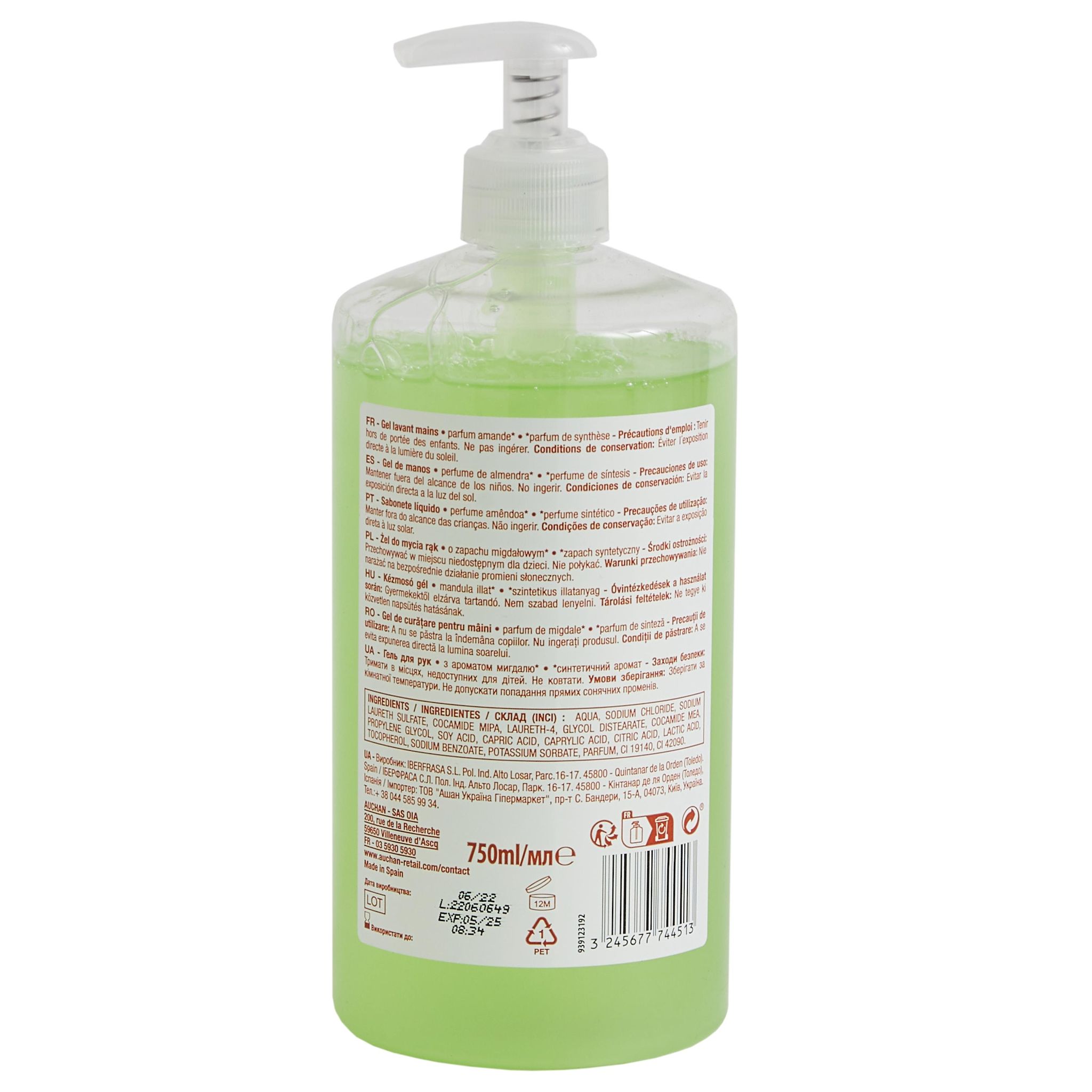 Voir la diapositive 3 : POUCE Gel lavant mains parfum amande 750ml