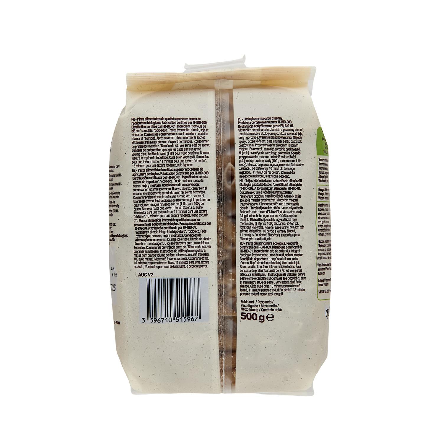 Voir la diapositive 4 : AUCHAN BIO Penne rigate au blé complet 500g
