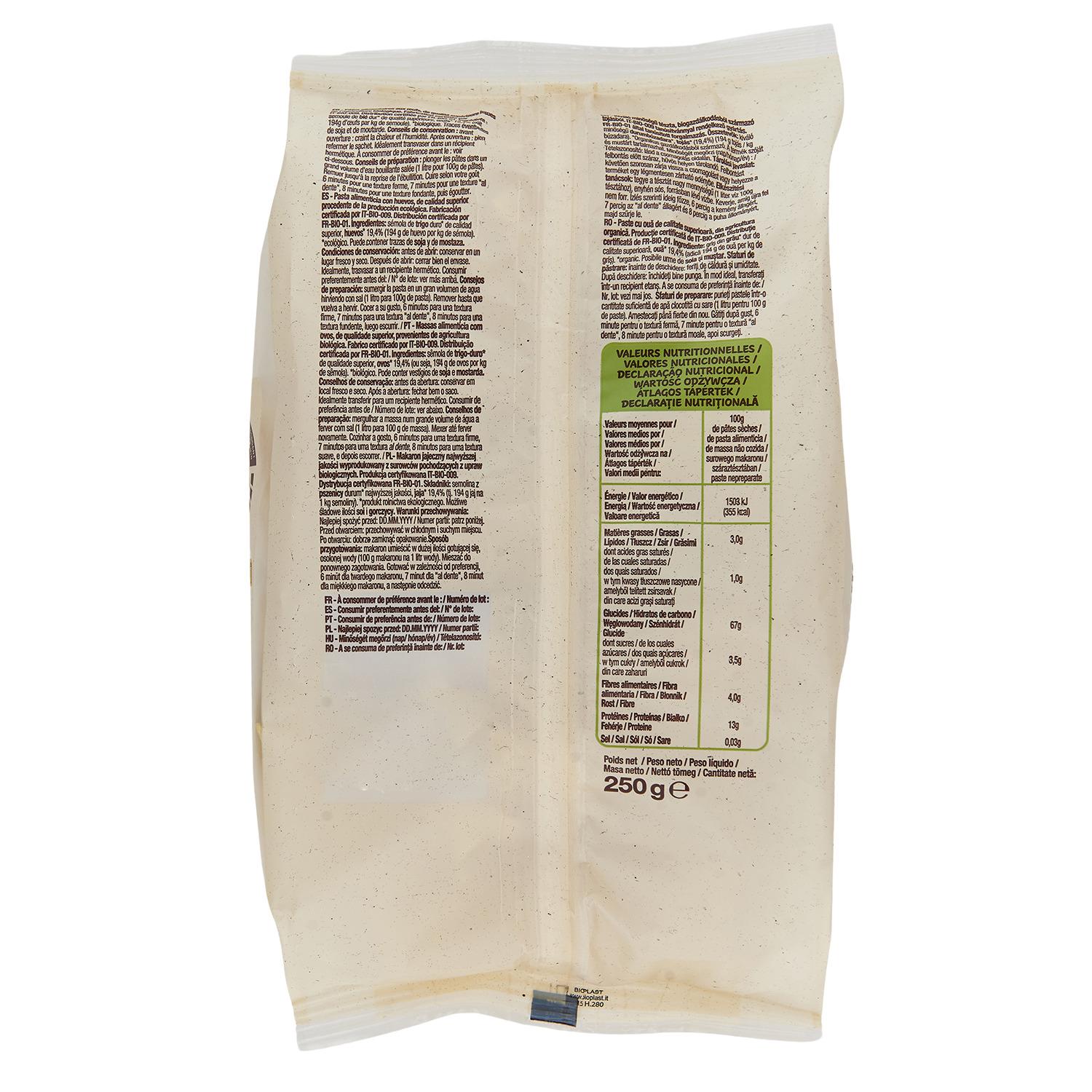 Voir la diapositive 2 : AUCHAN BIO Tagliatelle aux œufs frais bio 250g