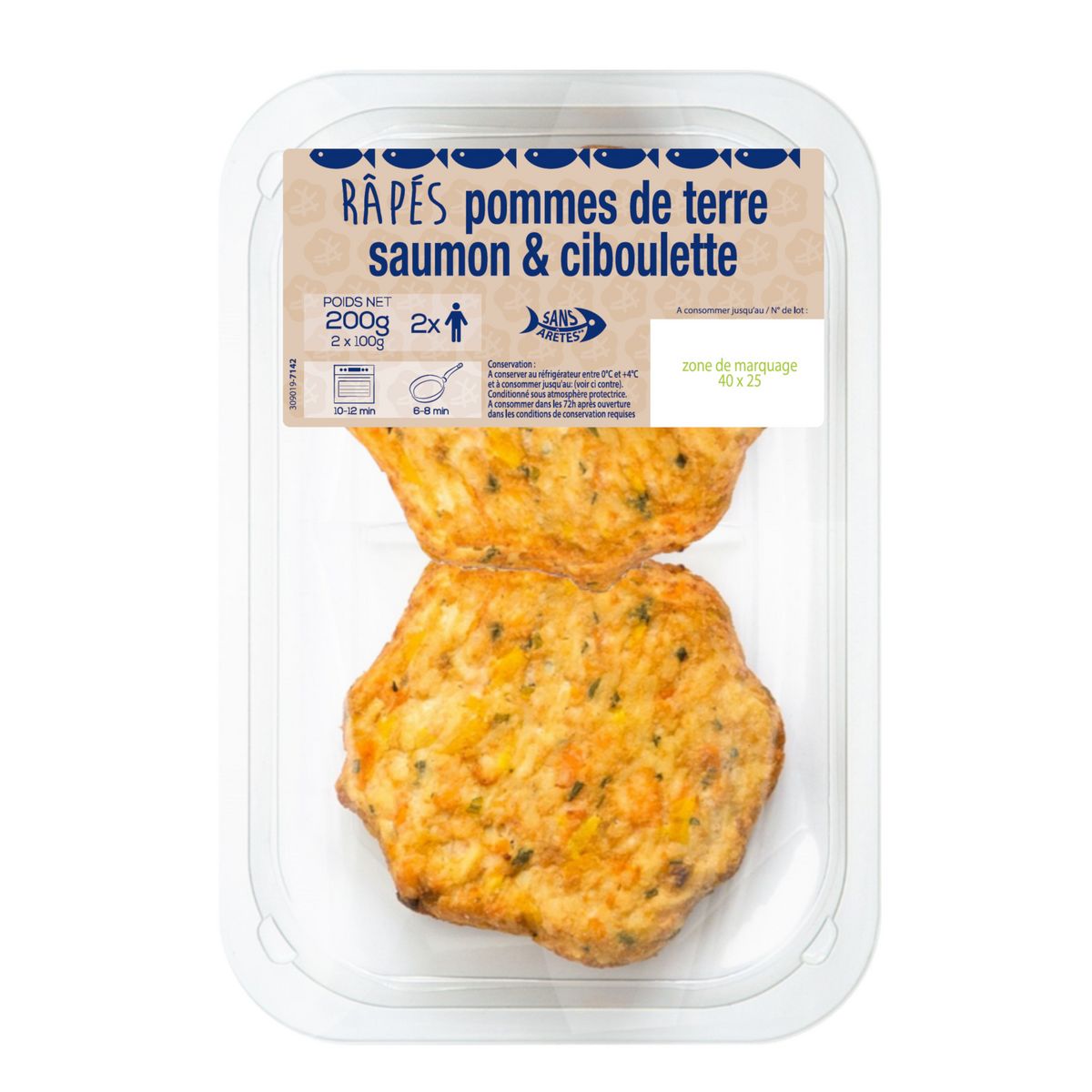 Râpé pommes de terre saumon & ciboulette 2 pièces 200G