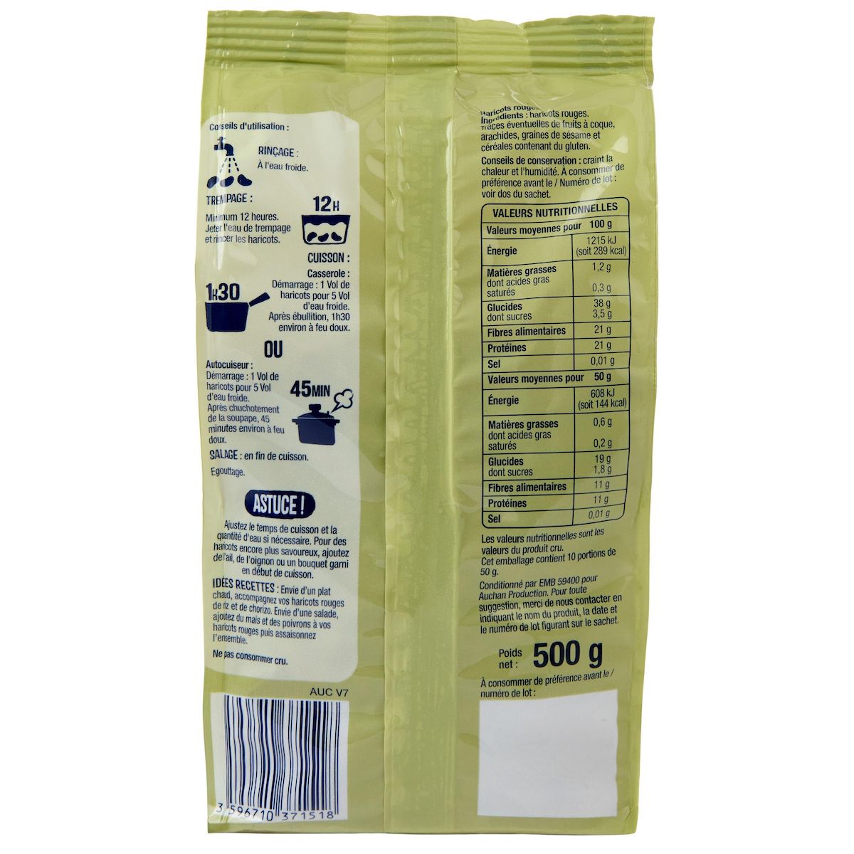 AUCHAN Haricots rouges 500g