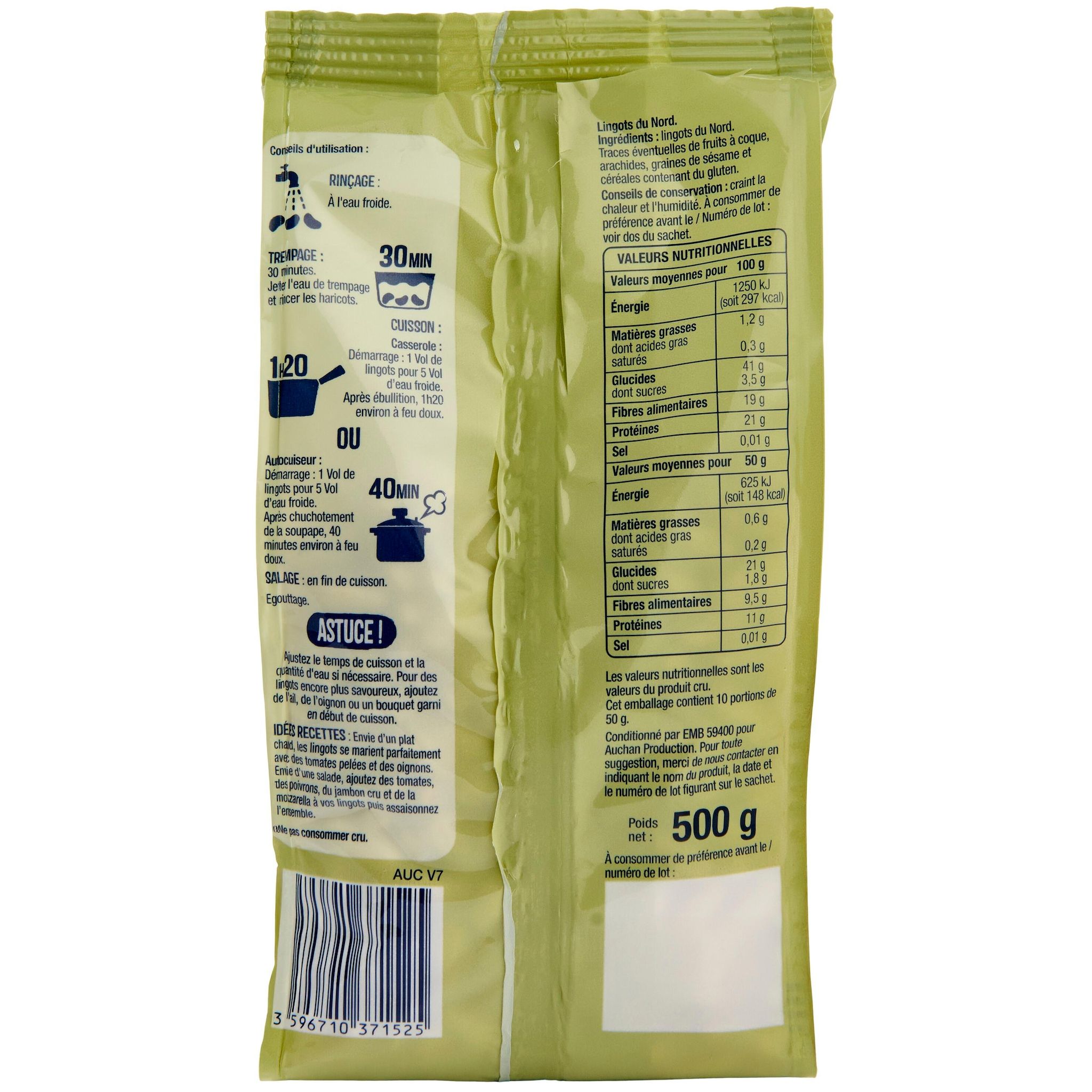 Voir la diapositive 4 : AUCHAN Lingots du nord IGP 6 portions 500g