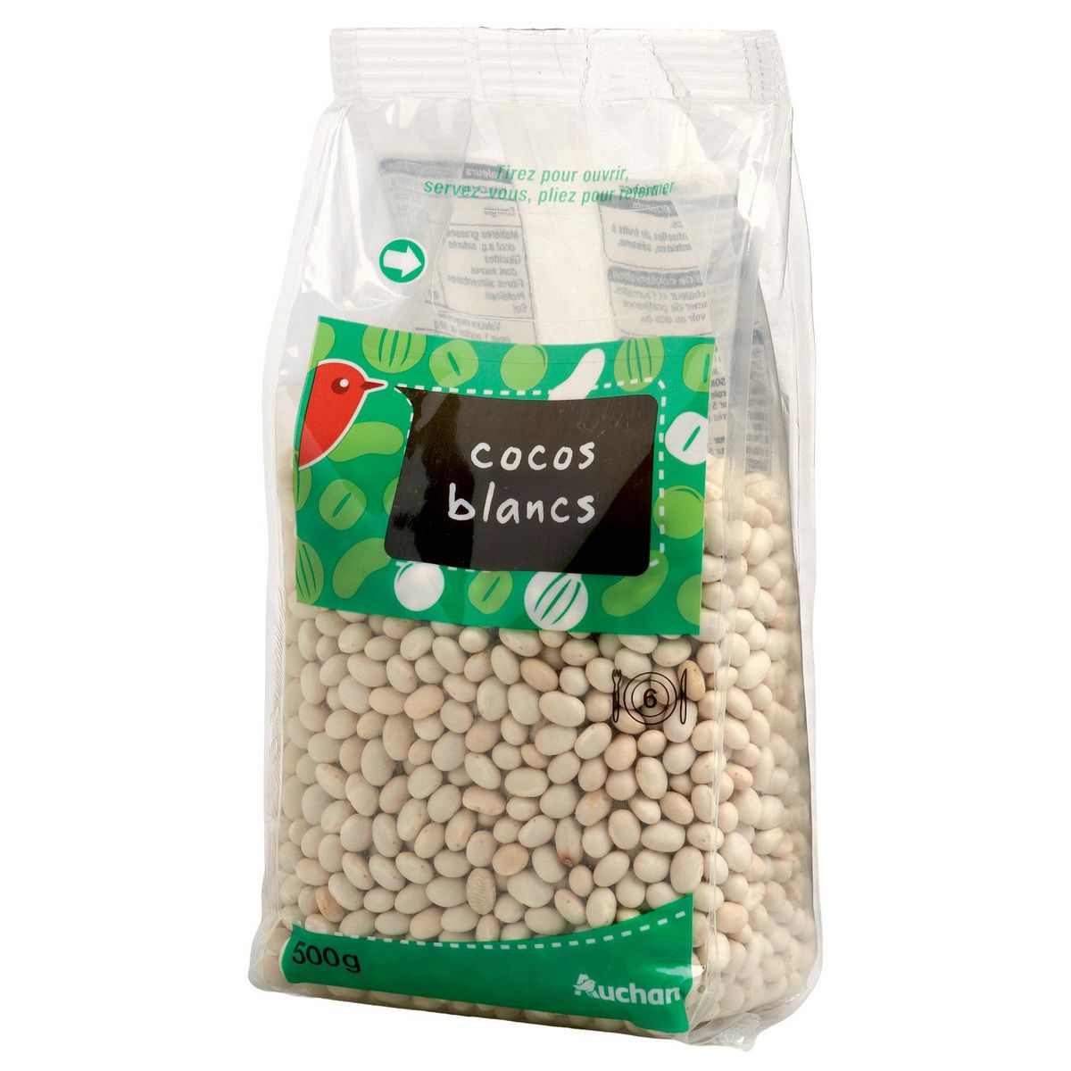 AUCHAN Haricots cocos blancs 6 portions 500g