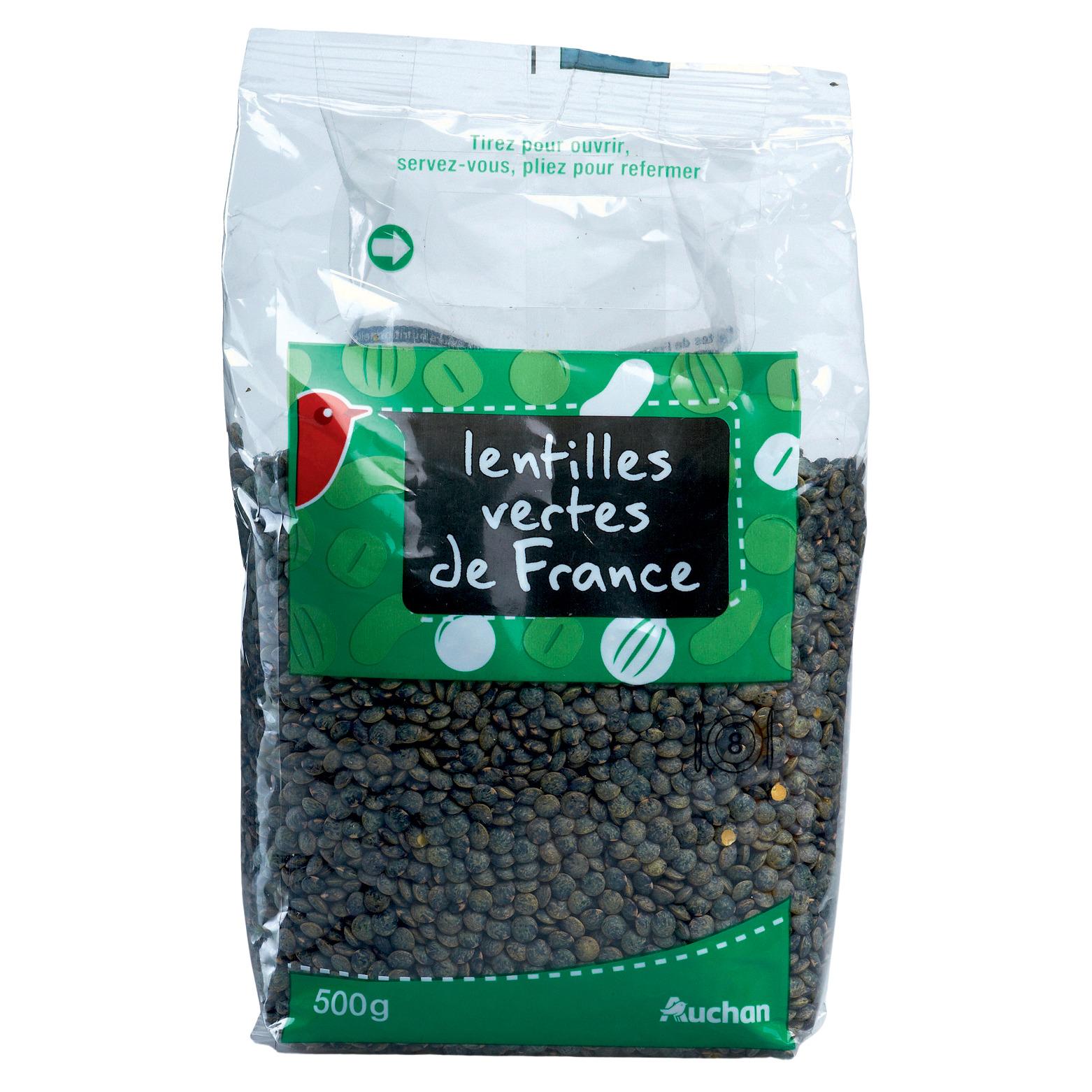 Voir la diapositive 2 : AUCHAN Lentilles vertes de France 8 portions 500g
