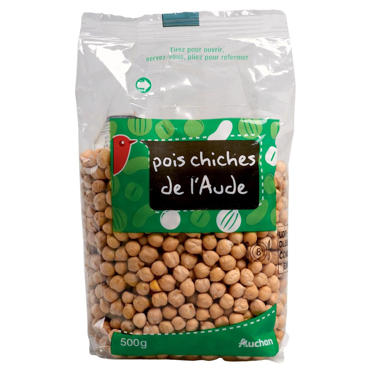 AUCHAN Pois chiches de l'Aude 8 portions 500g
