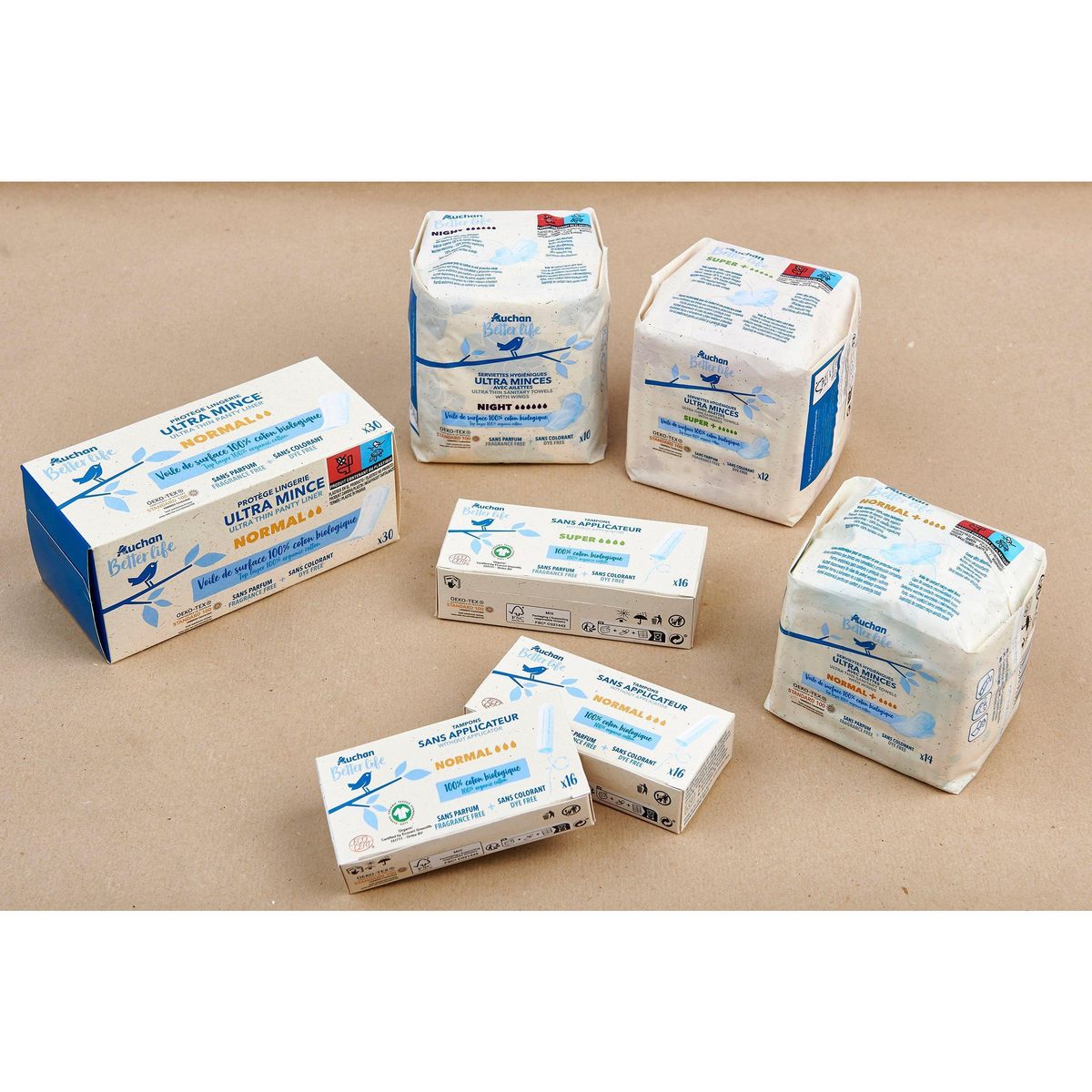 AUCHAN BETTER LIFE Tampons sans applicateur coton bio super 16 tampons