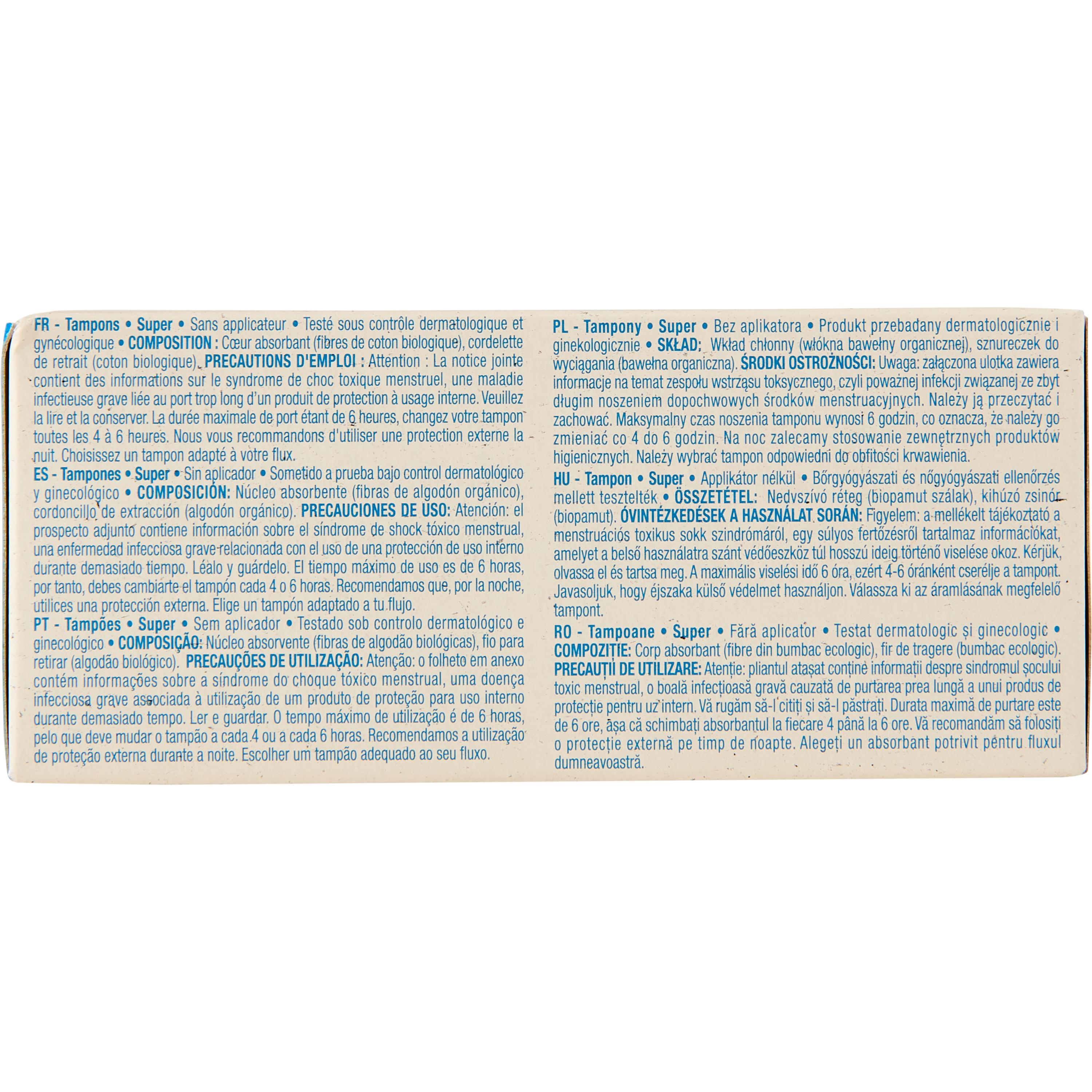Voir la diapositive 4 : AUCHAN BETTER LIFE Tampons sans applicateur coton bio super 16 tampons