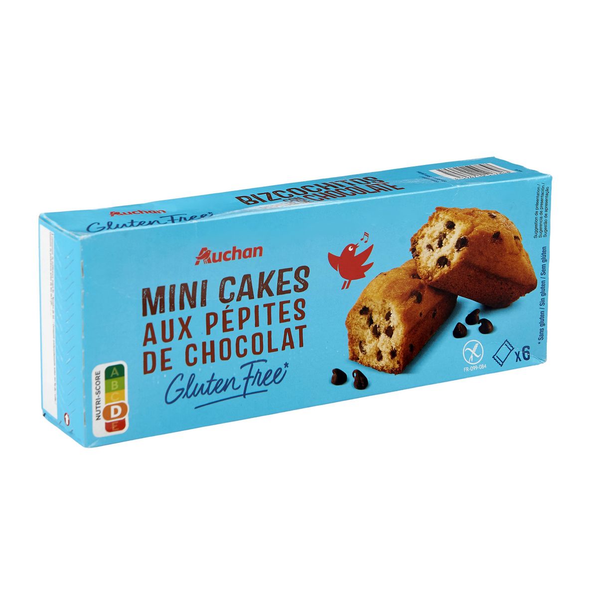 AUCHAN Mini cakes aux pépites de chocolat sans gluten 6 pièces 230g