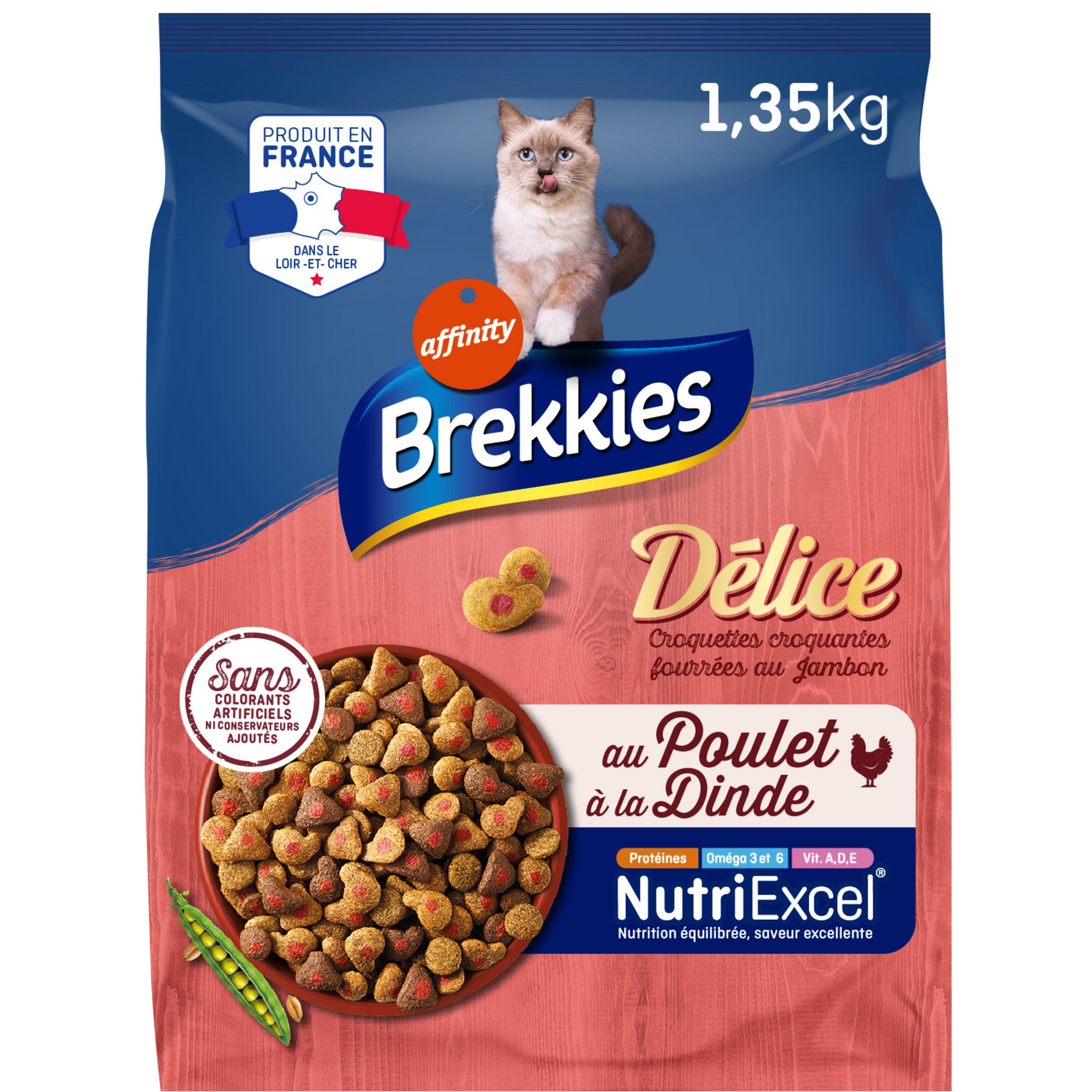 BREKKIES Délice Croquettes Fourrées Au Jambon Dinde Et Poulet Pour Chat ...