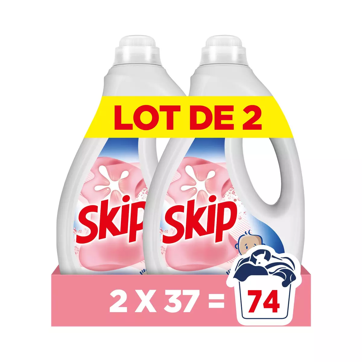 SKIP Lessive liquide sensitive 74 lavages 2x1.665l