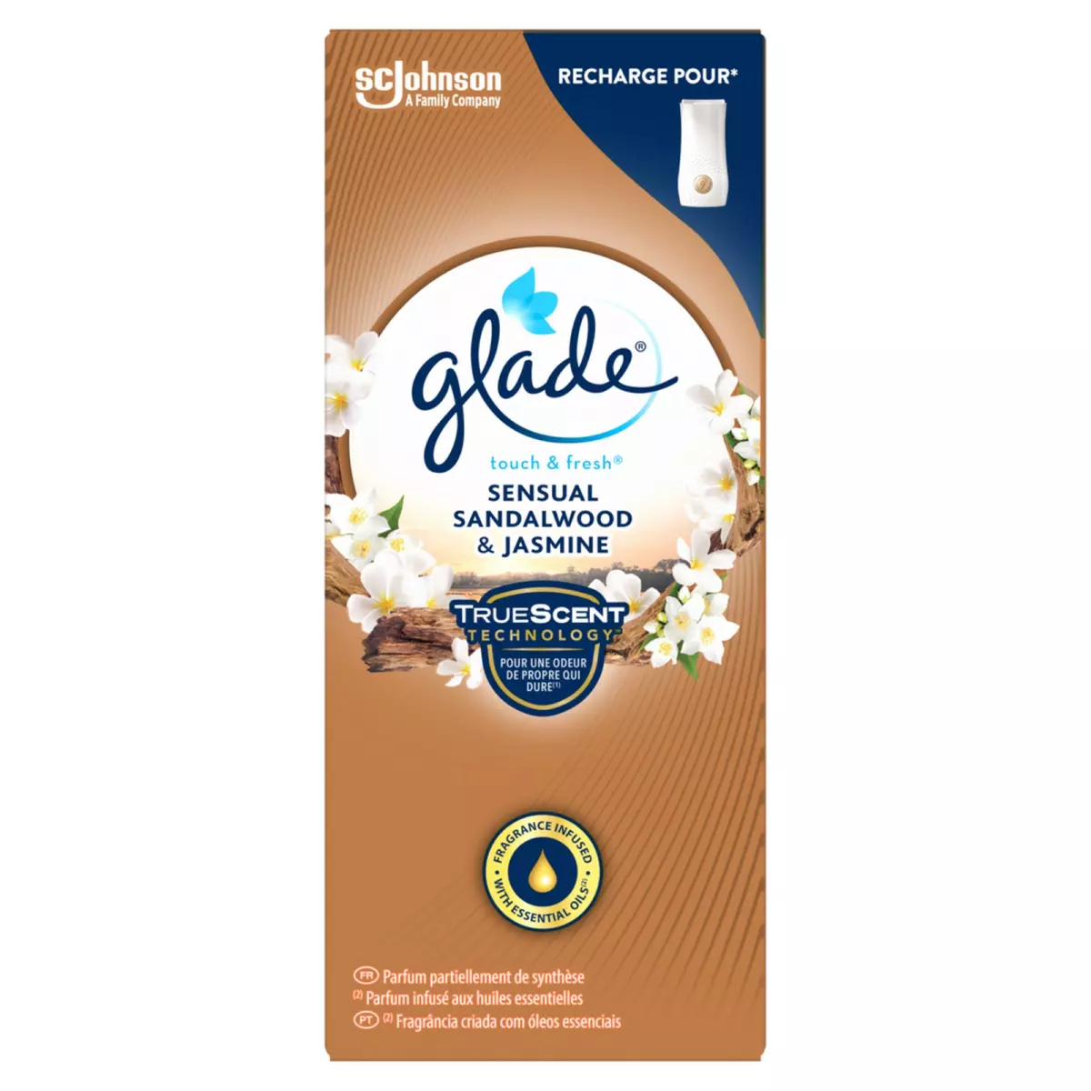 GLADE Touch & Fresh recharge pour diffuseur santal jasmin 10ml