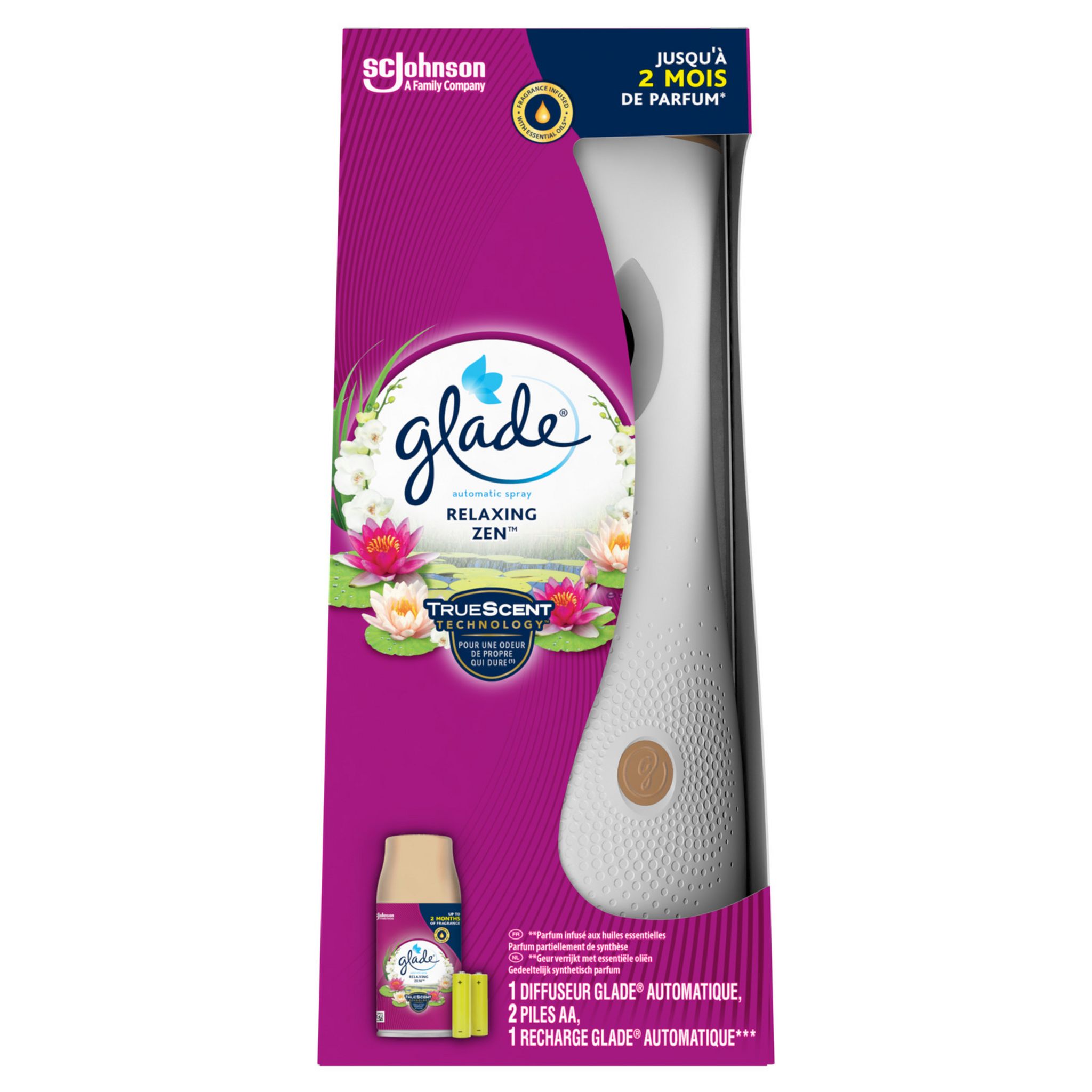 GLADE Diffuseur automatique relaxing zen 1 diffuseur + 1 recharge + 2 piles AA