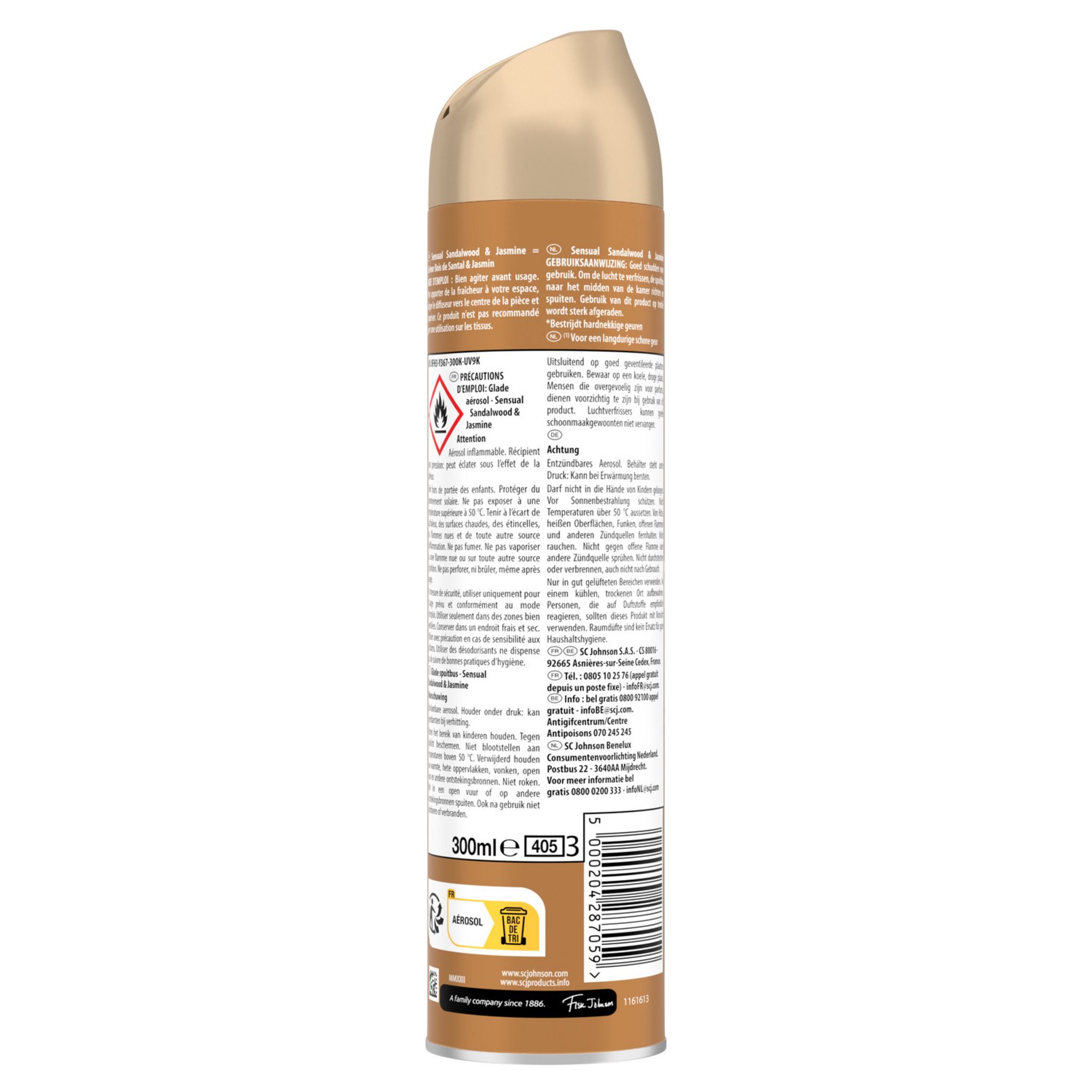 Voir la diapositive 2 : GLADE Spray désodorisant sensuel bois de santal & jasmin 300ml