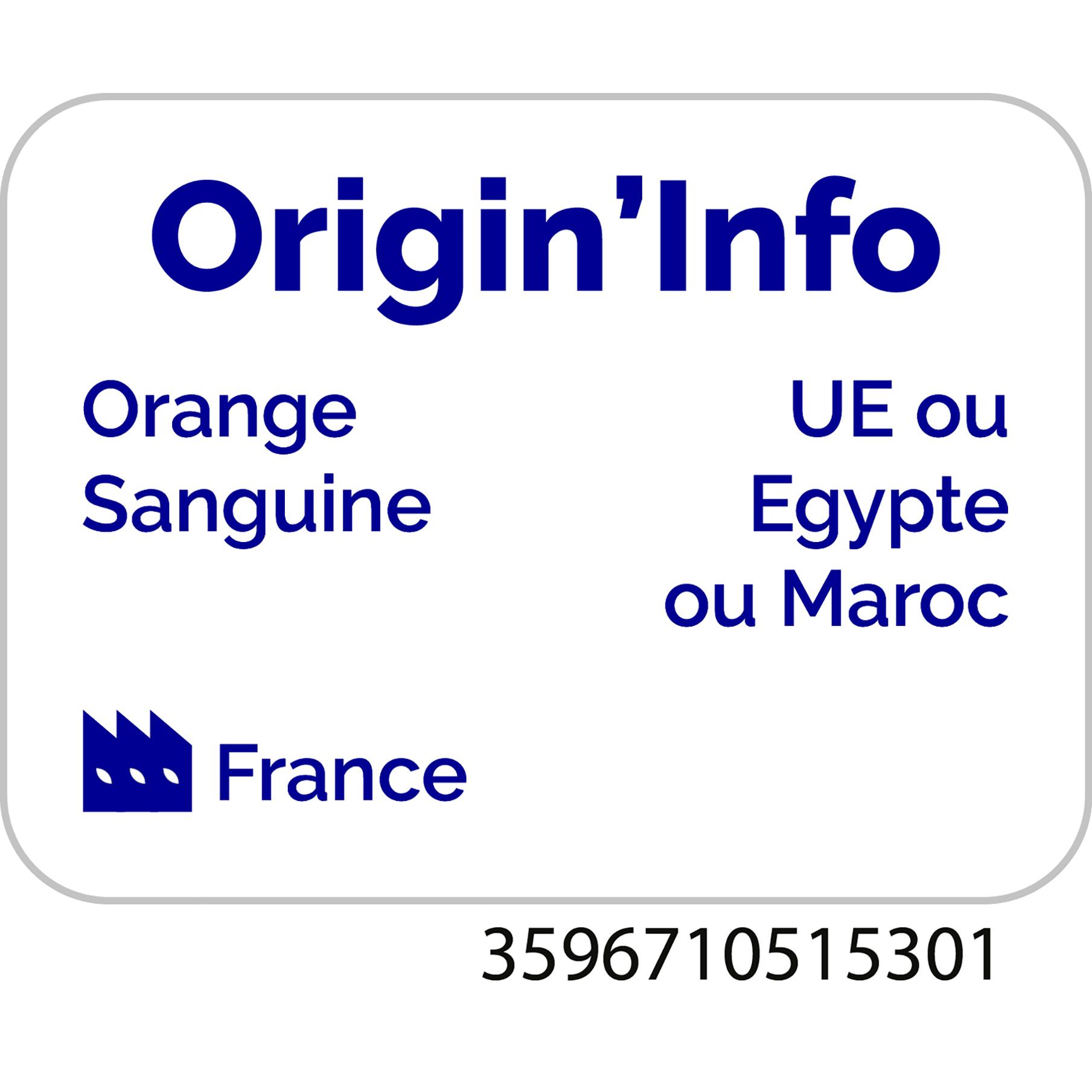 Voir la diapositive 2 : AUCHAN Pur jus pressé d'orange sanguine avec pulpe 90cl