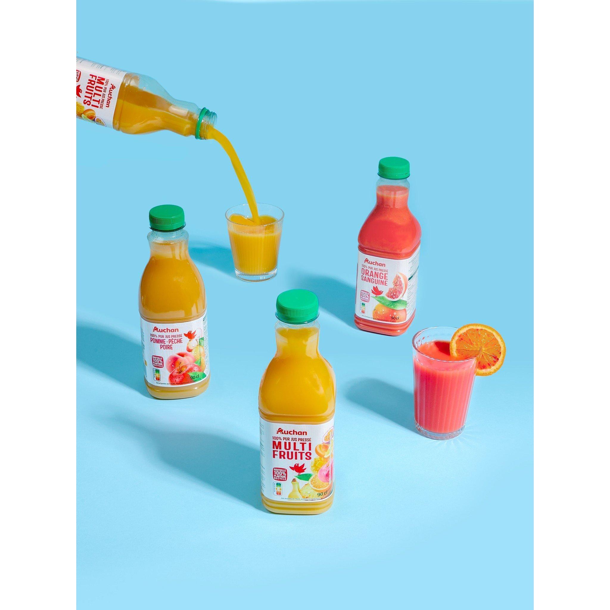 Voir la diapositive 3 : AUCHAN Jus de fruits pressé pomme pêche et poire 90cl
