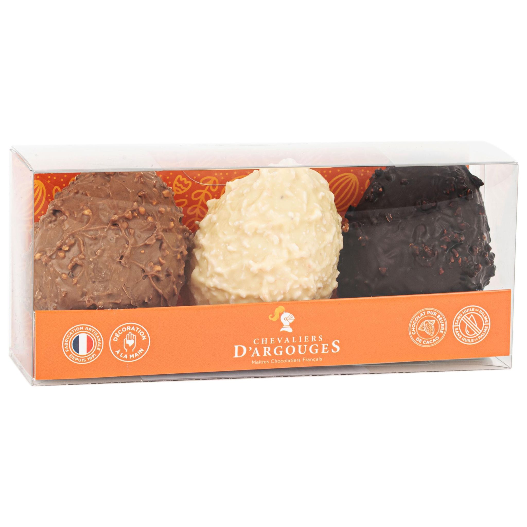 CHEVALIERS D'ARGOUGES Assortiment d'oeufs de pâques aux trois chocolats 195g