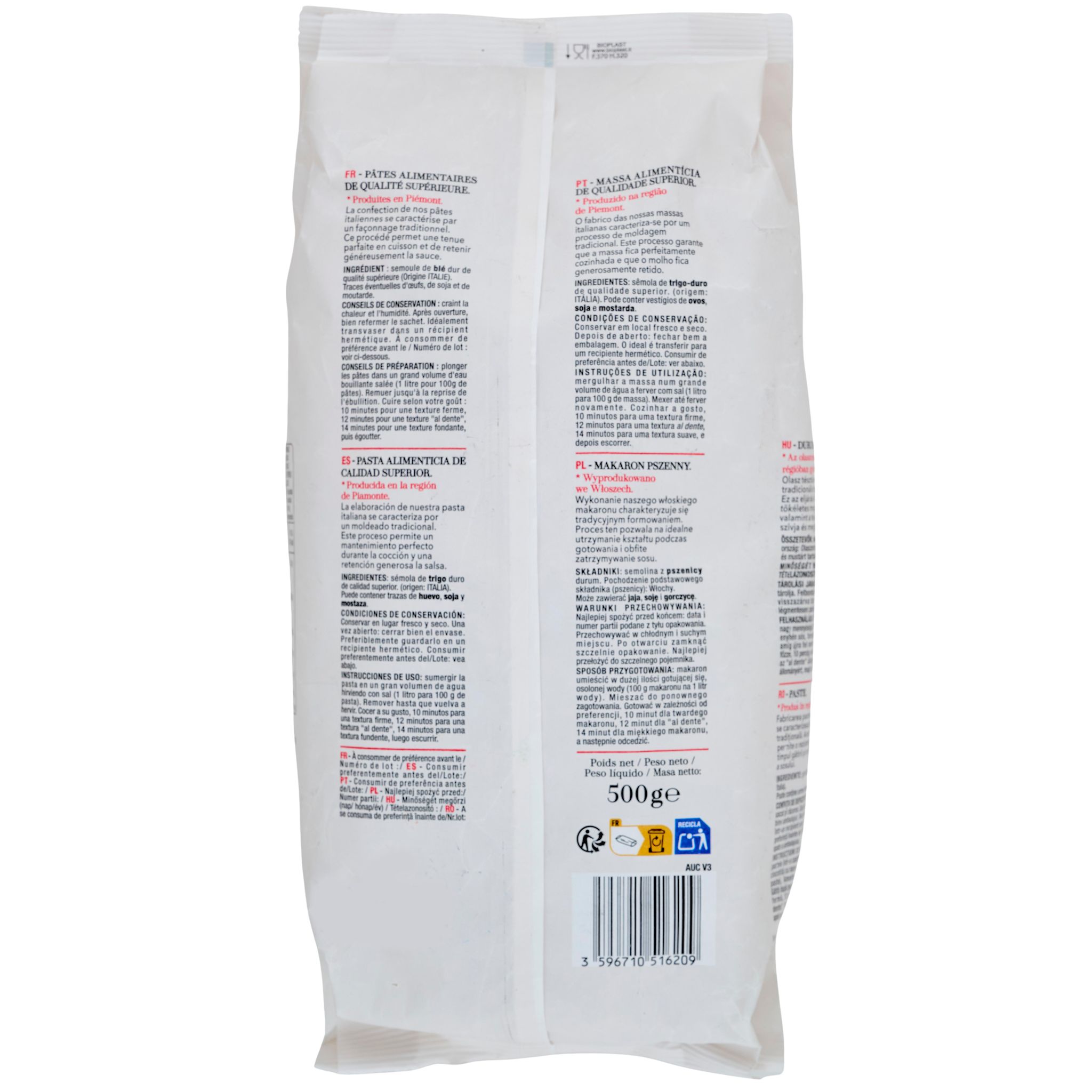 Voir la diapositive 2 : AUCHAN TAVOLA IN ITALIA Mezze maniche al bronzo 500g