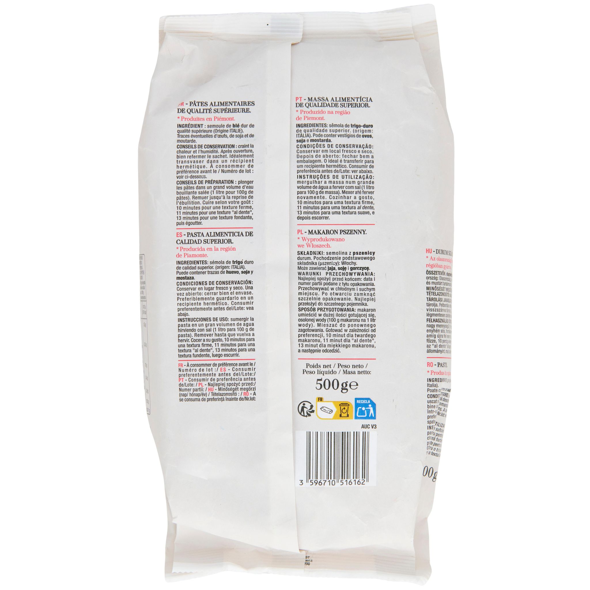 Voir la diapositive 4 : AUCHAN TAVOLA IN ITALIA Penne rigate al bronzo 500g